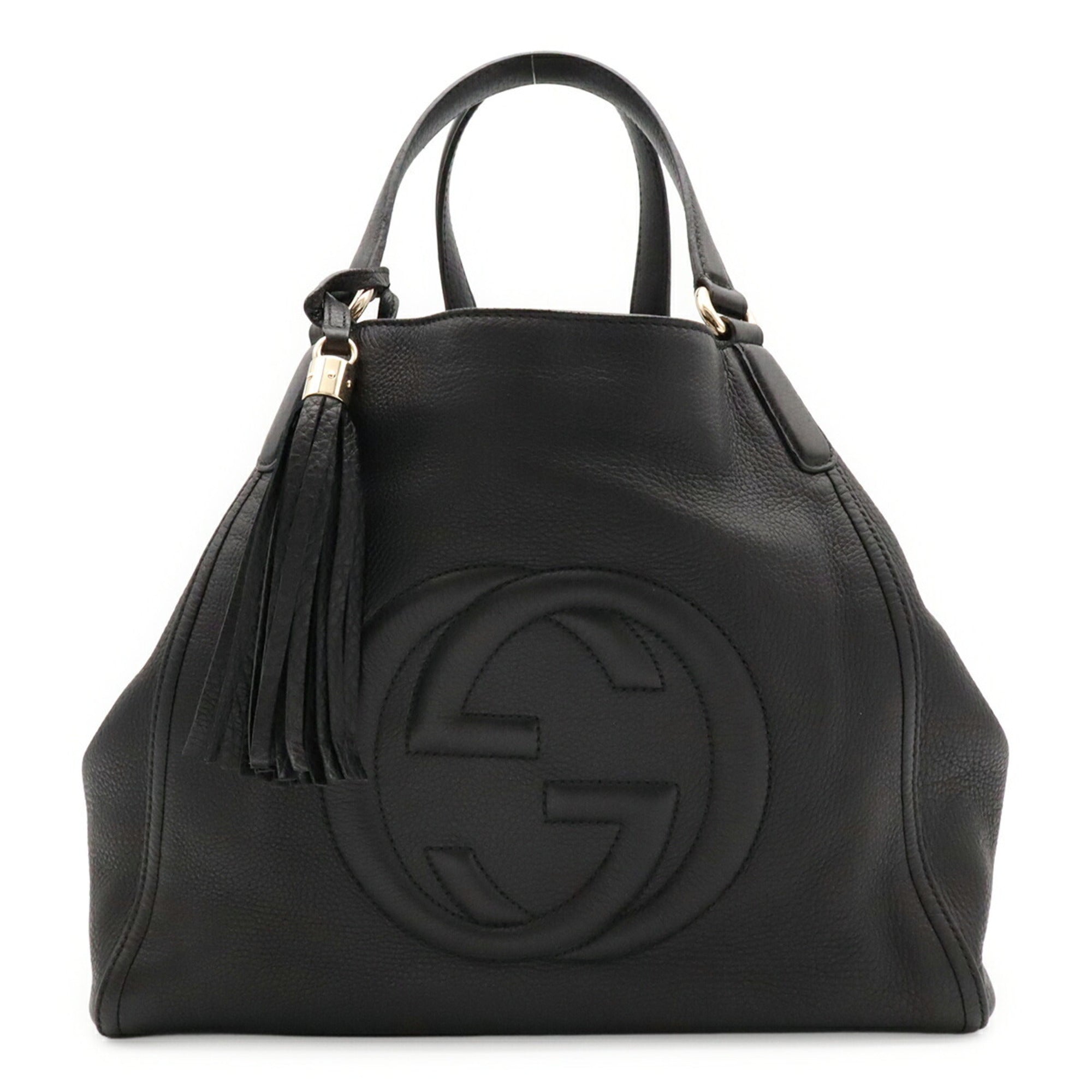 Gucci Black Leather Shoulder Bag Tote Bag (Pre-Owned)