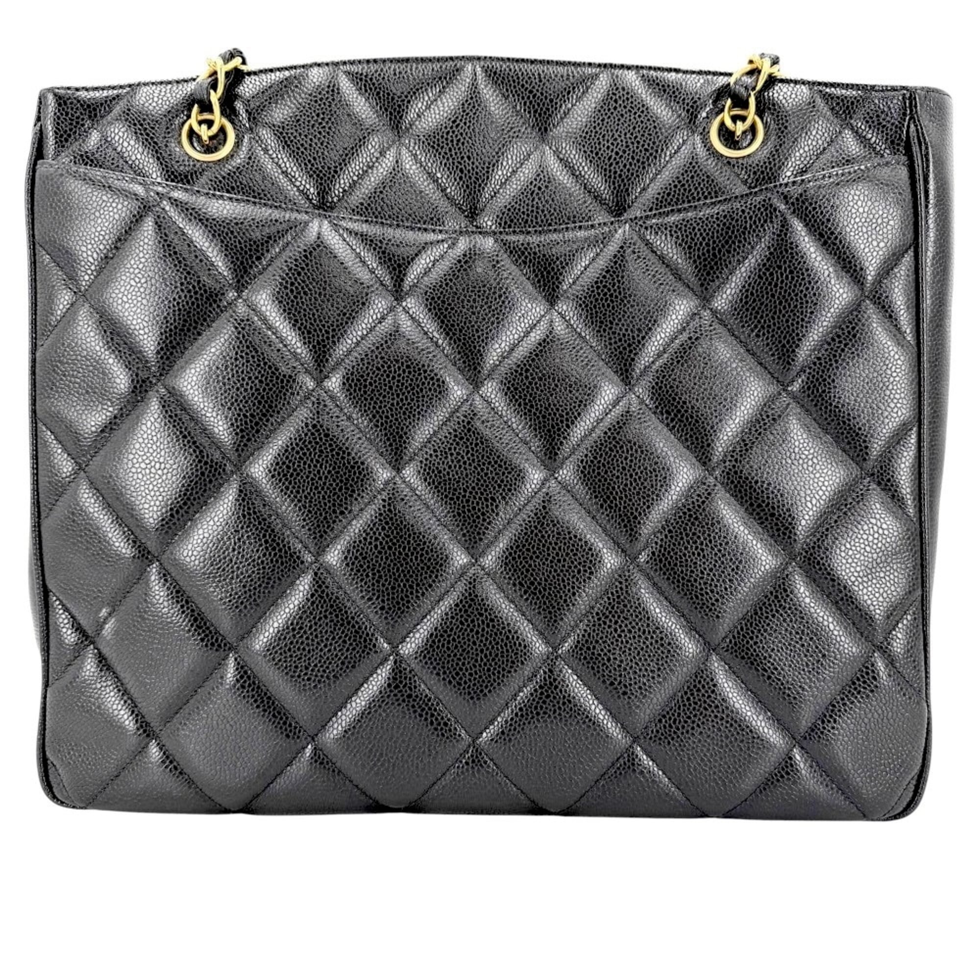Chanel Matelasse Black Grained Calfskin Handbag (Pre-Owned)
