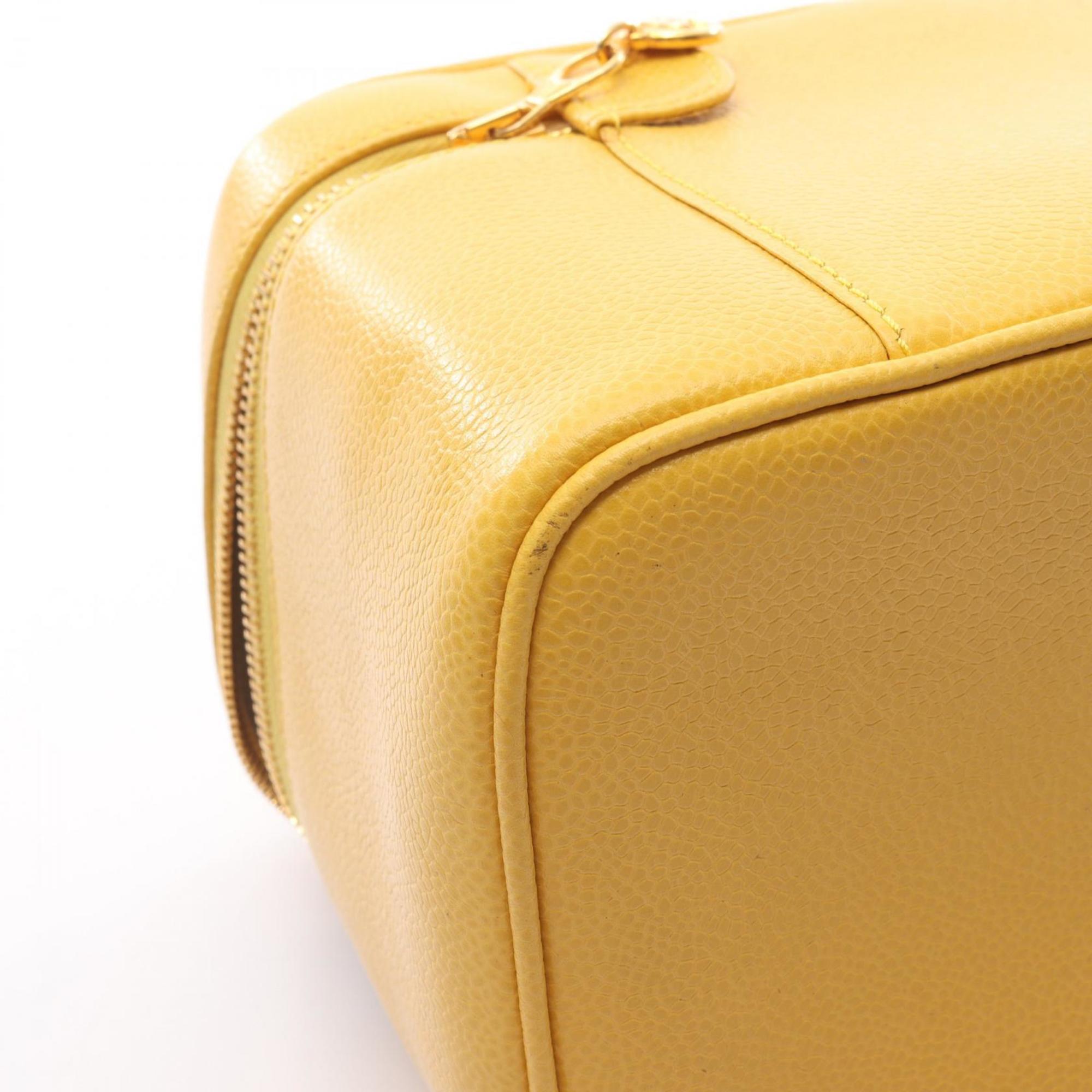 Chanel Yellow Leather Handbag Vanity Bag (Pre-Owned)