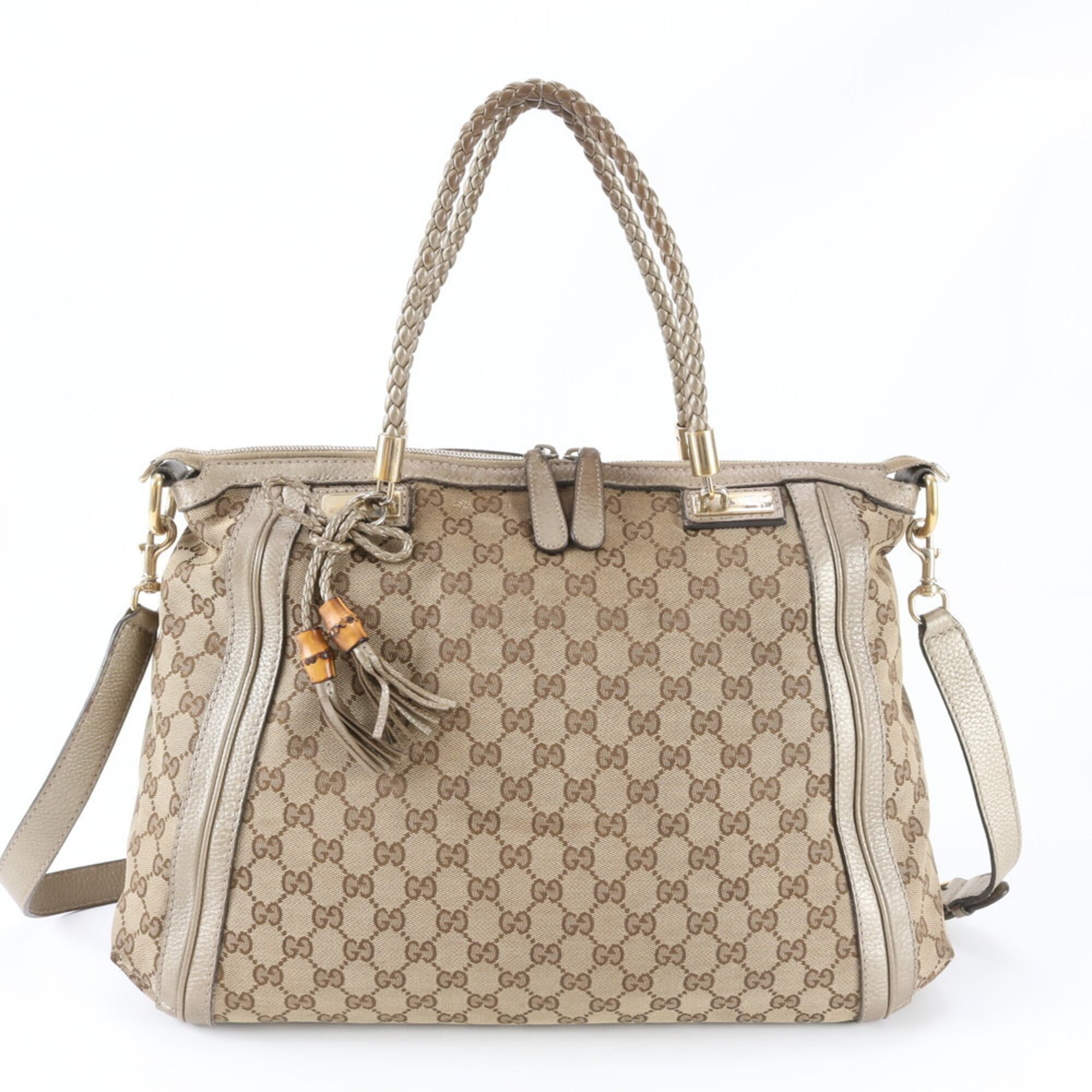 Gucci Gg Canvas Beige Gold Gg Canvas Shoulder Bag (Pre-Owned)