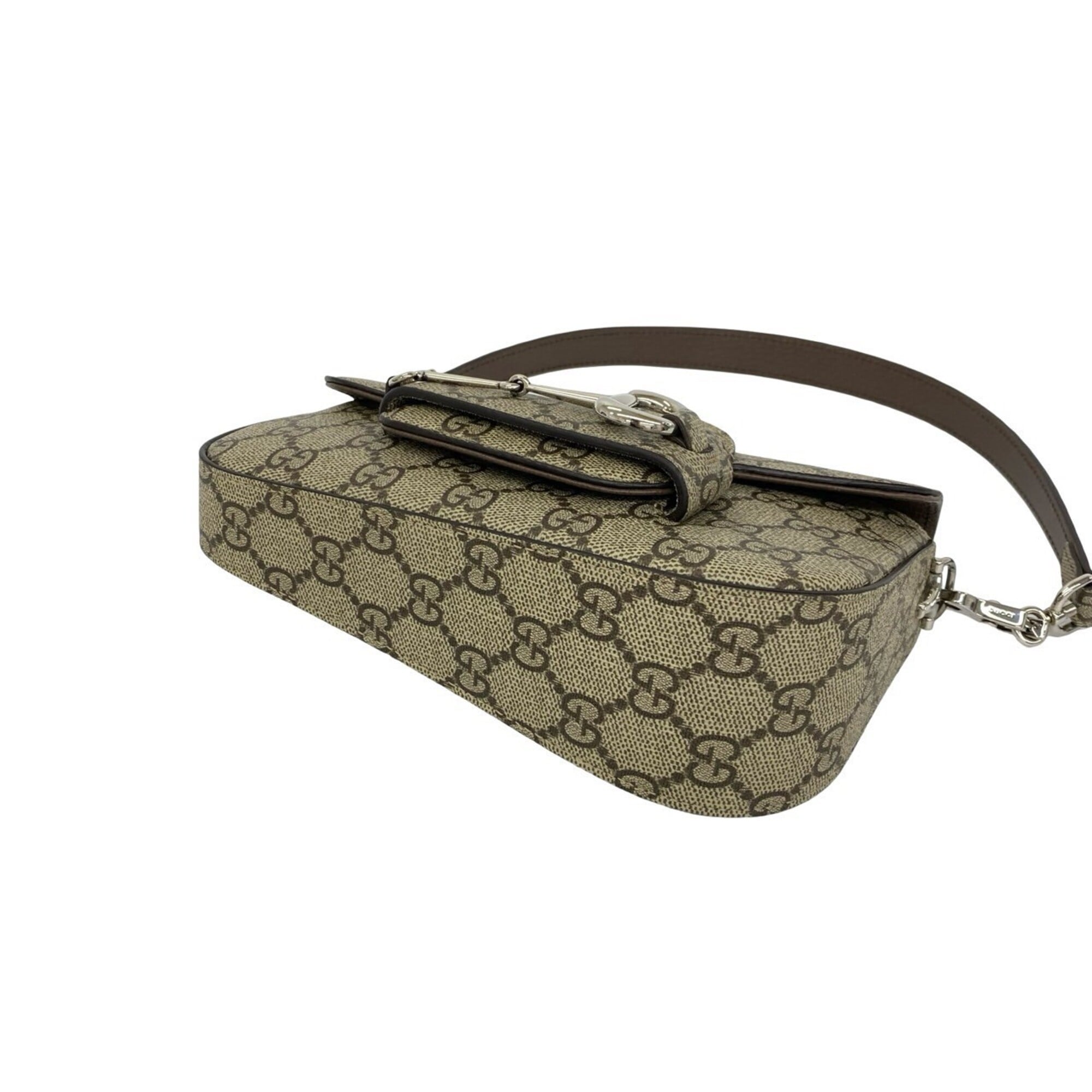 Gucci Brown Leather Pvc Handbag Shoulder Bag (Pre-Owned)