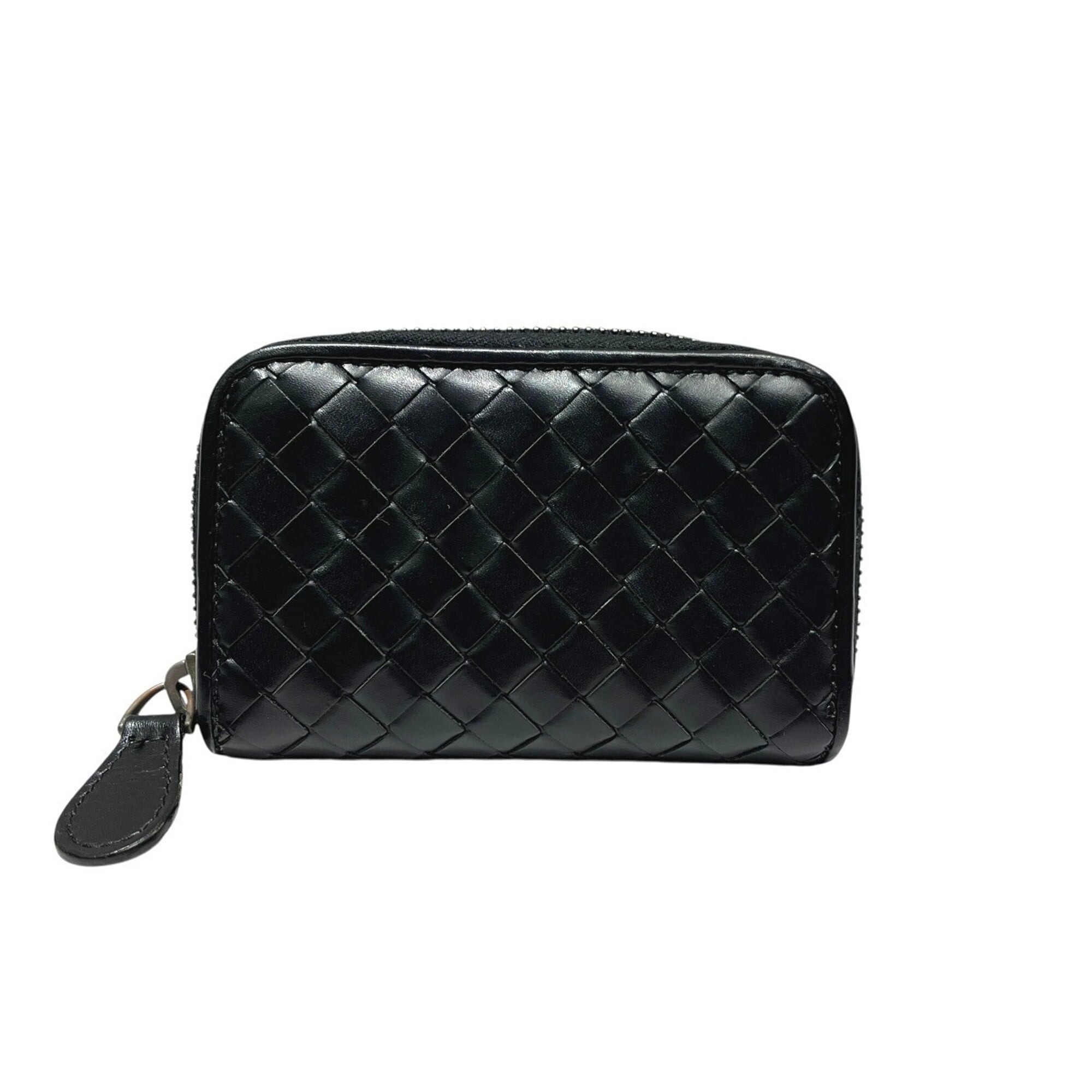 Bottega Veneta Black Leather Coin Purse/Coin Case (Pre-Owned)