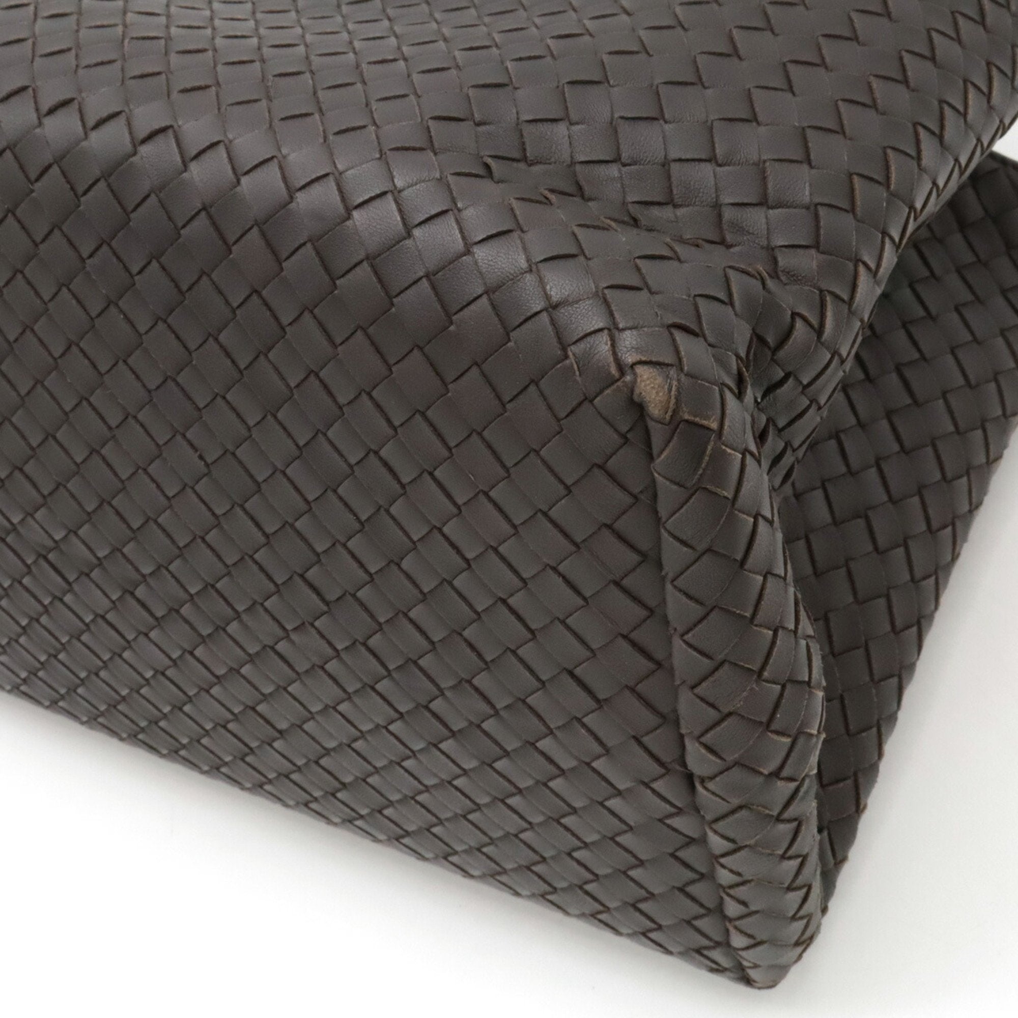 Bottega Veneta Intrecciato Dark Brown Leather Handbag Tote Bag (Pre-Owned)