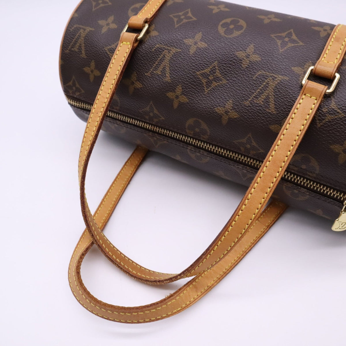 Louis Vuitton Monogram Beige Brown Coated Canvas Leather Handbag (Pre-Owned)