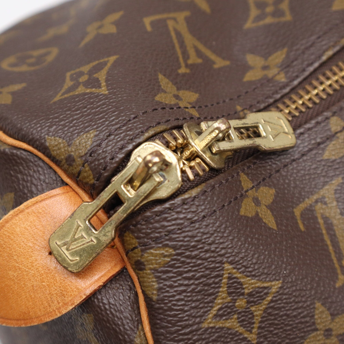 Louis Vuitton Monogram Beige Brown Coated Canvas Leather Boston Bag (Pre-Owned)