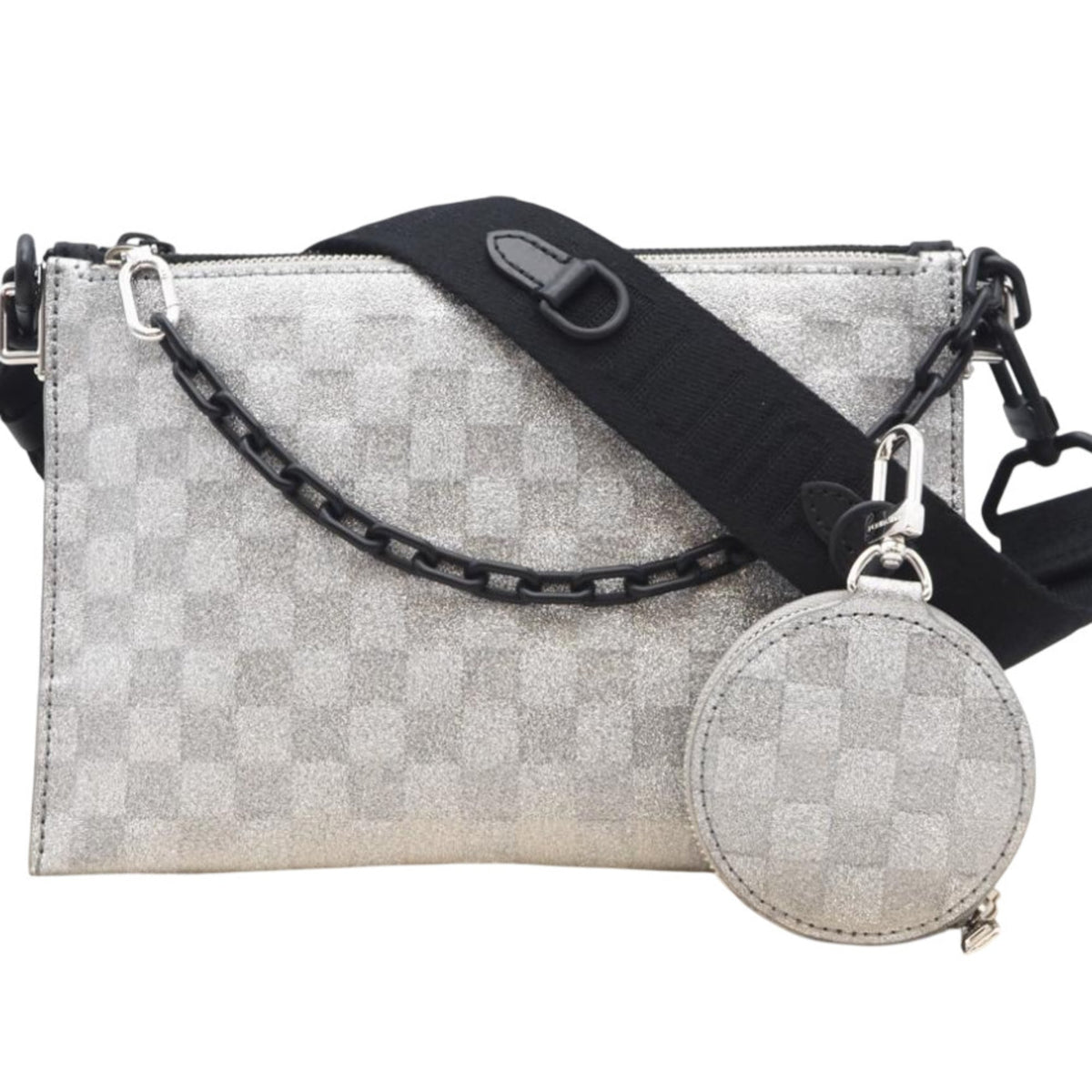 Louis Vuitton Black Silver Leather Shoulder Bag (Pre-Owned)