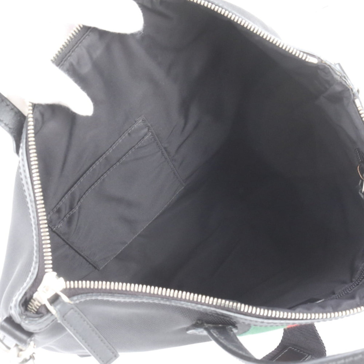Gucci Black Leather Canvas Shoulder Bag Tote Bag (Pre-Owned)