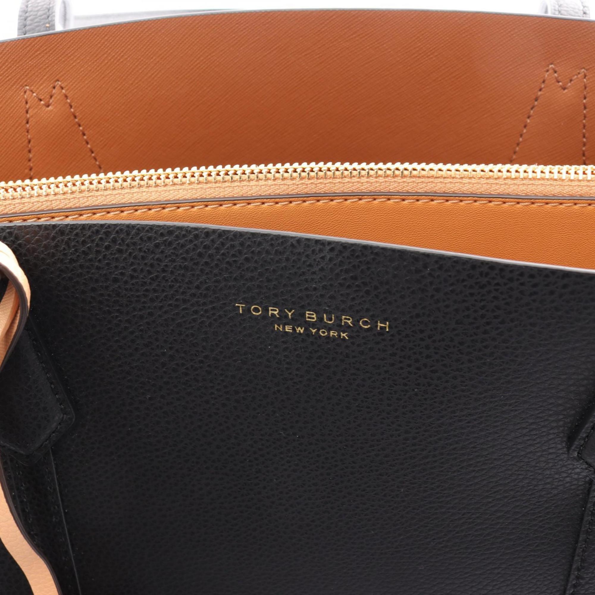 Tory Burch Black Leather Tote Bag (Pre-Owned)