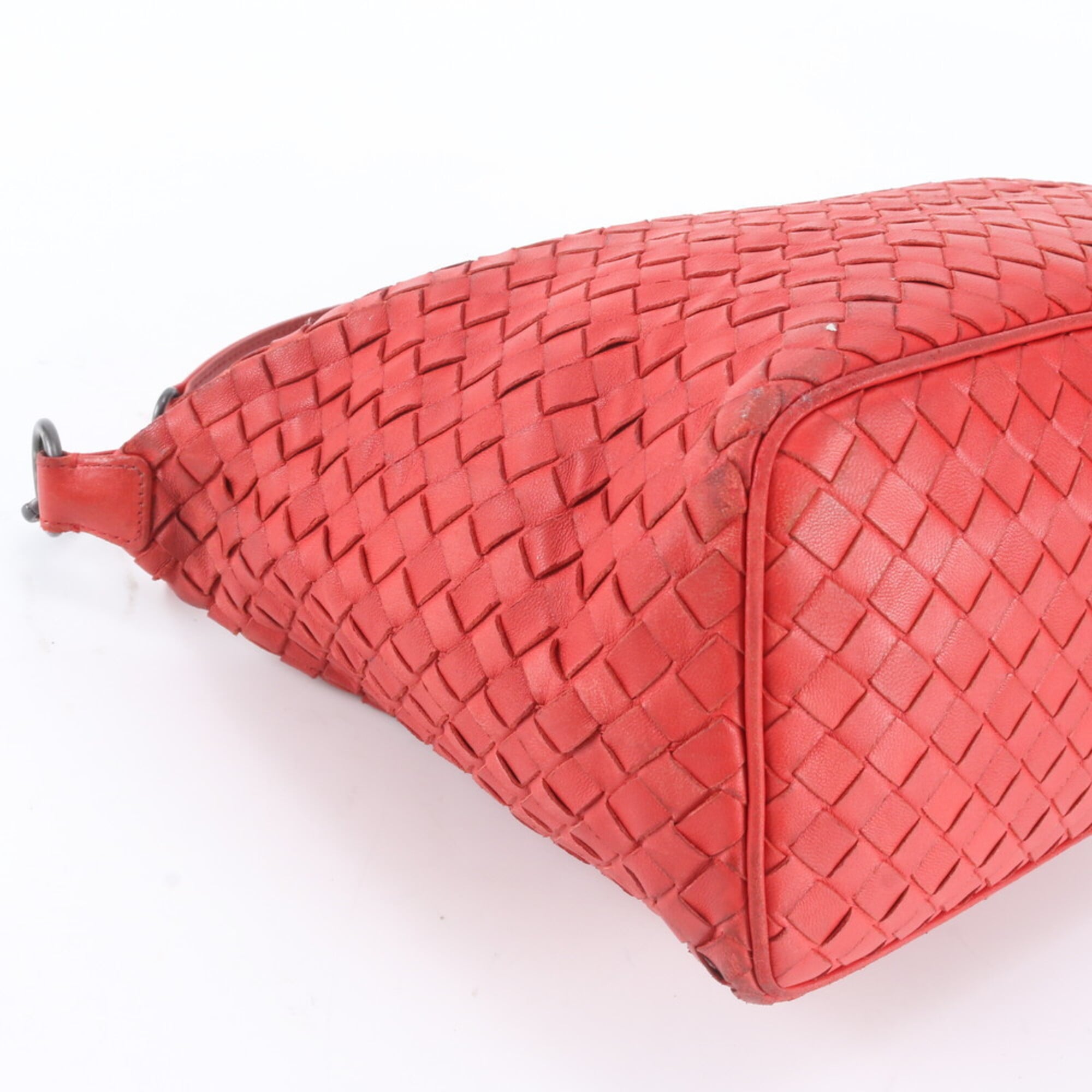 Bottega Veneta Intrecciato Red Color Leather Handbag Shoulder Bag (Pre-Owned)