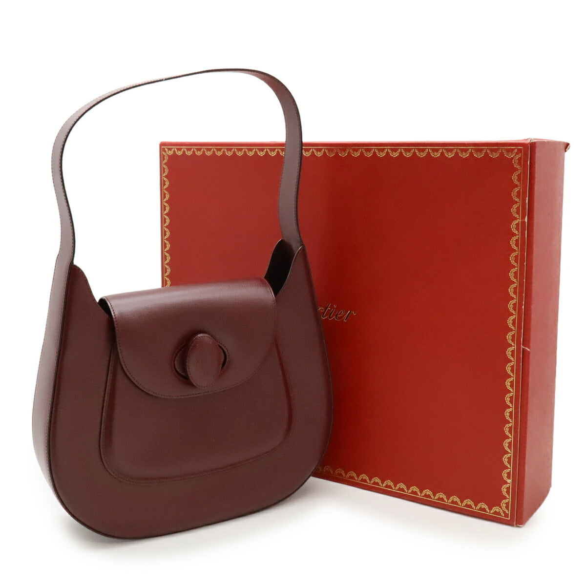 Cartier Bordeaux Leather Shoulder Bag (Pre-Owned)