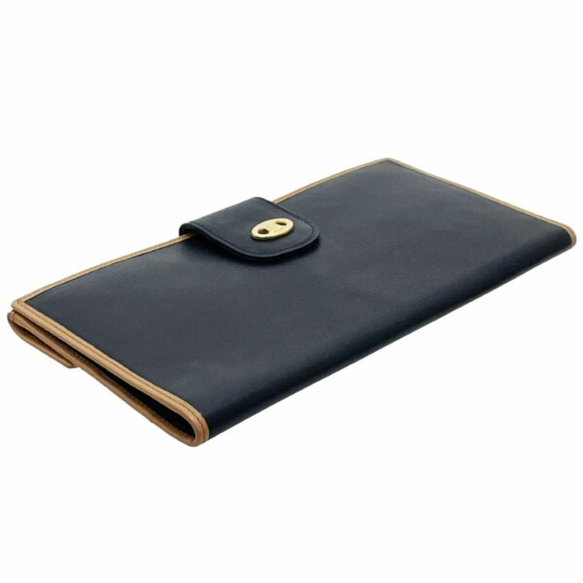 Celine Brown Navy Leather Long Wallet (Bi-Fold) (Pre-Owned)