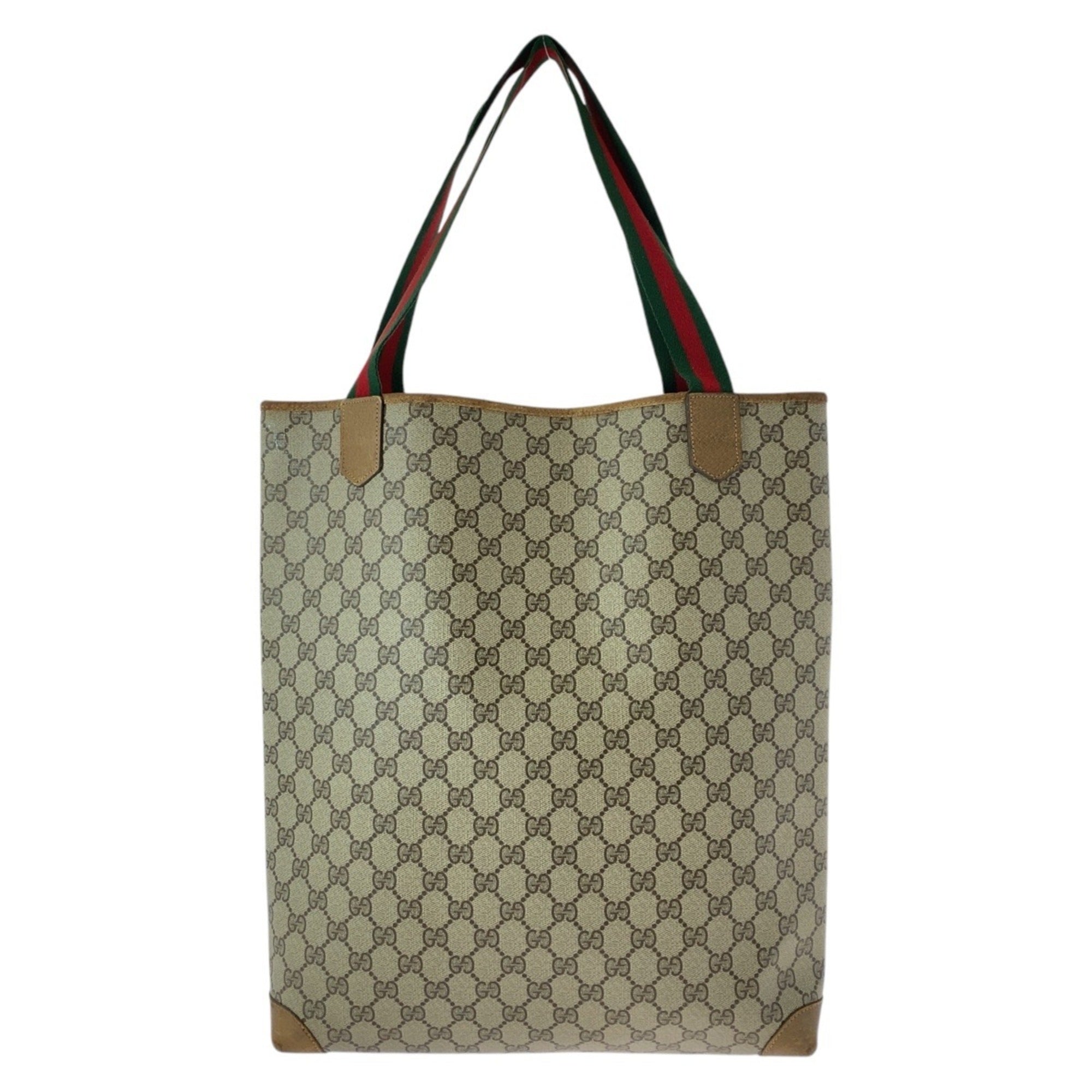 Gucci Beige Brown Gg Supreme Leather Shoulder Bag Tote Bag (Pre-Owned)