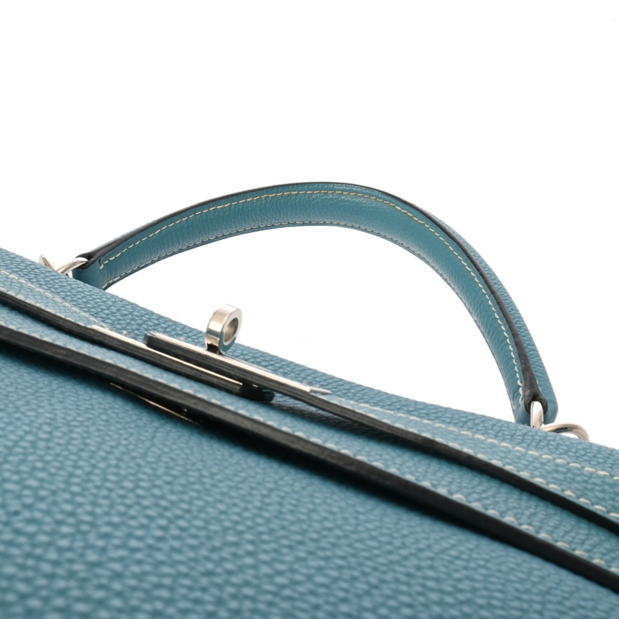 Hermes Blue Jean Taurillon Clemence Leather Handbag (Pre-Owned)