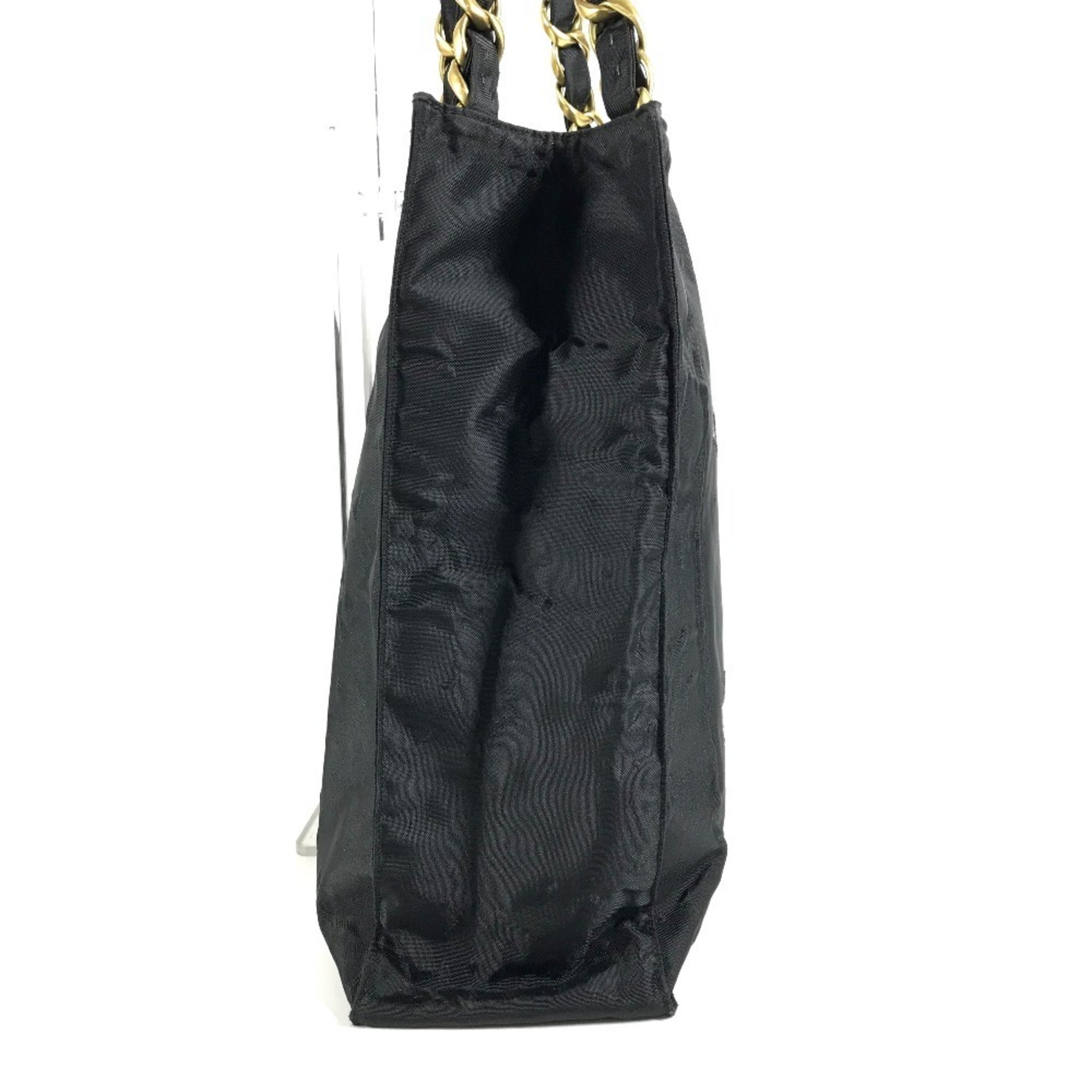 Chanel Black White Nylon Shoulder Bag Tote Bag (Pre-Owned)