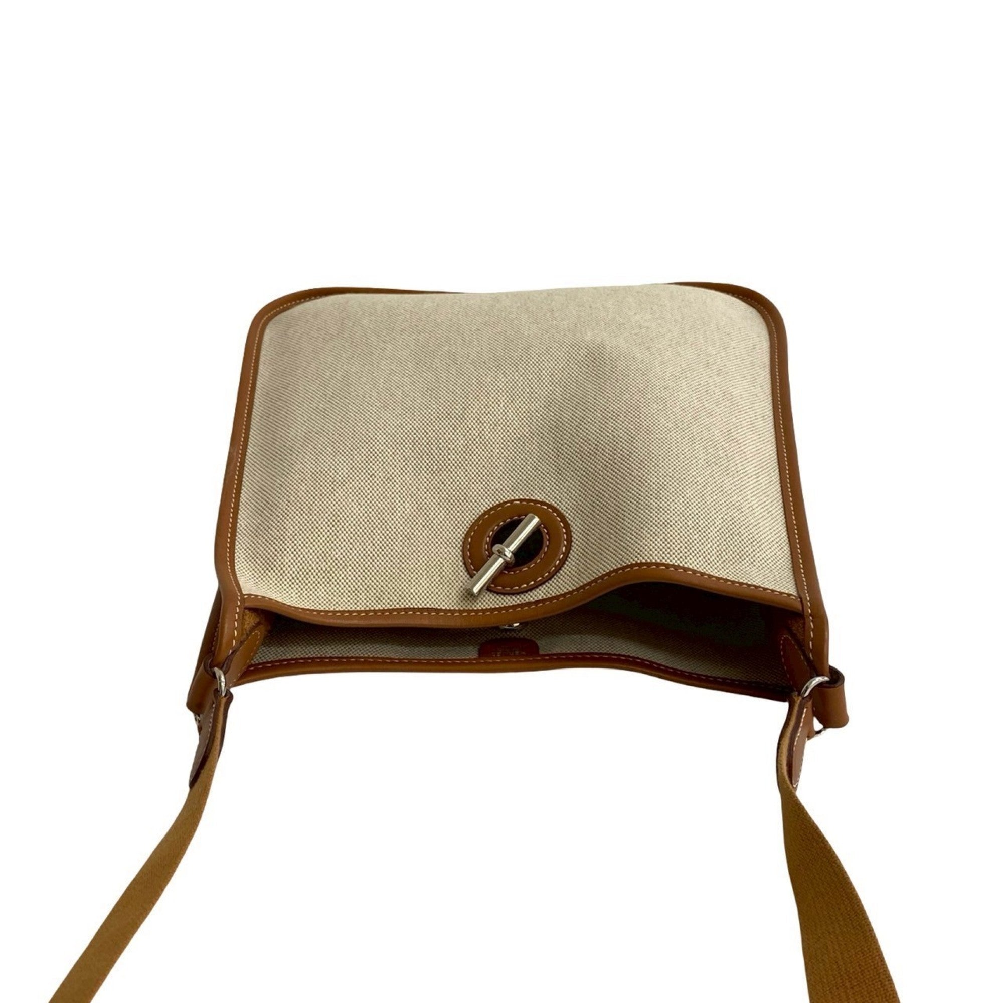Hermes Brown White Toile H Buffalo Leather Shoulder Bag (Pre-Owned)