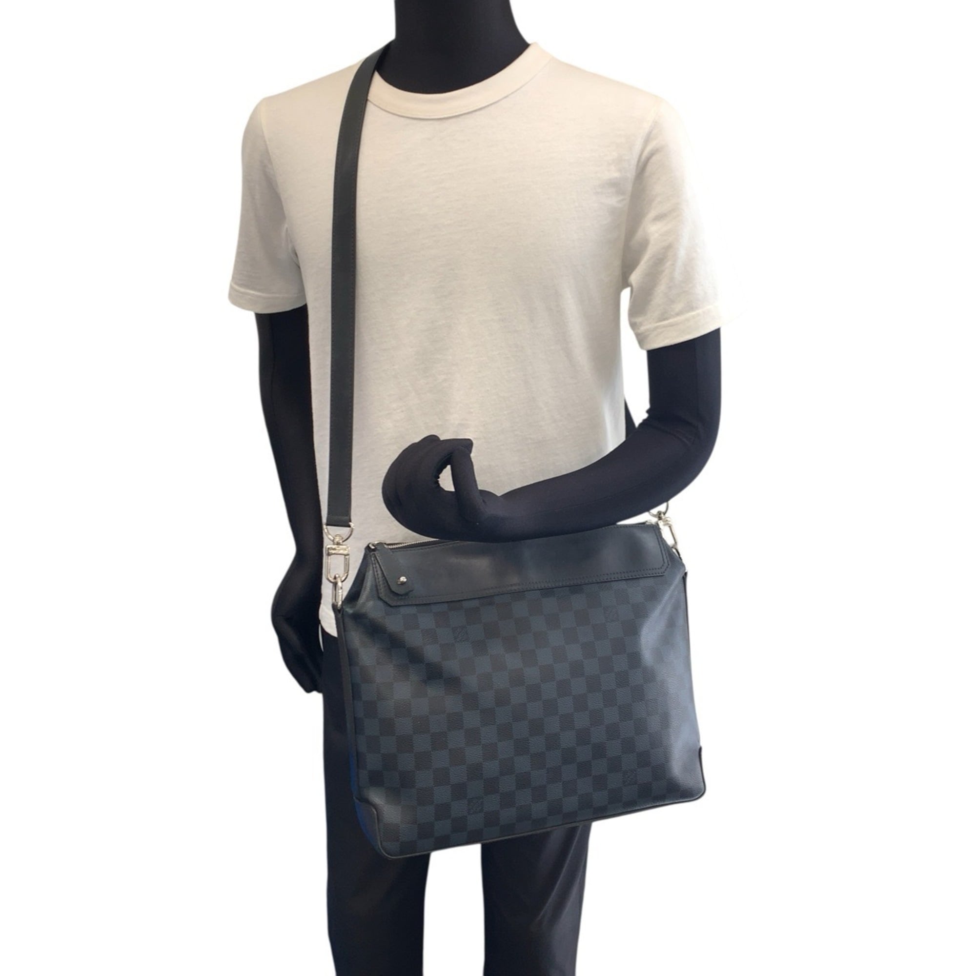 Louis Vuitton Black Blue Pvc Leather Briefcase Shoulder Bag (Pre-Owned)