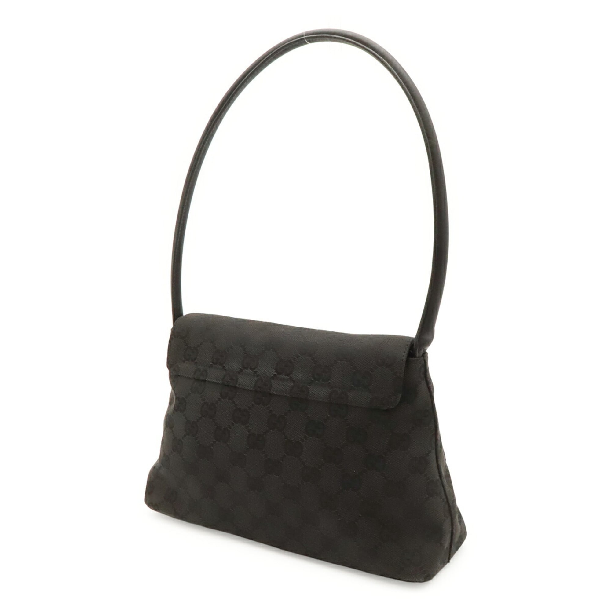 Gucci Black Canvas Leather Shoulder Bag (Pre-Owned)