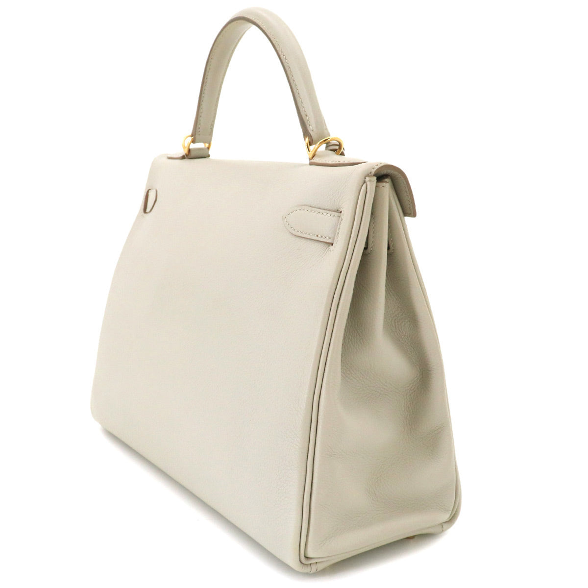 Hermes White Evercalf Leather Handbag Shoulder Bag (Pre-Owned)