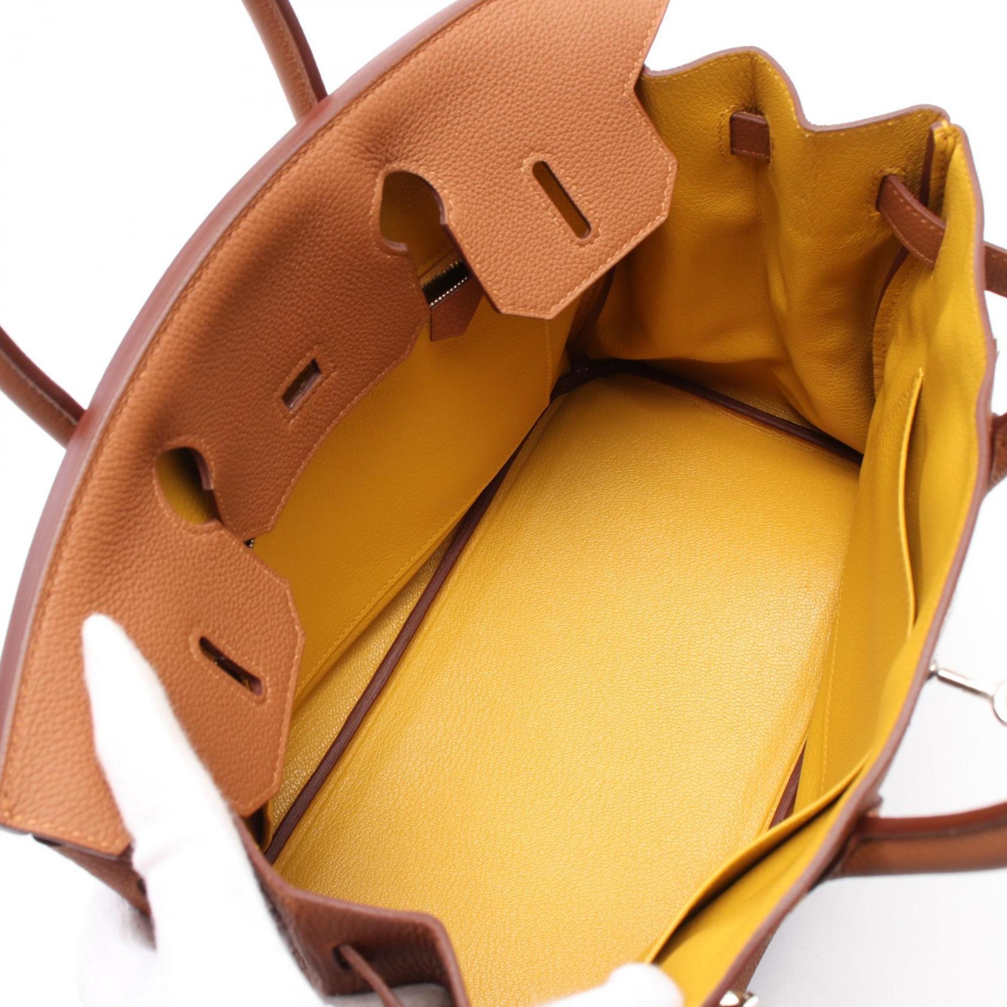 Hermes Brown Gold Yellow Togo Leather Swift Leather Handbag (Pre-Owned)