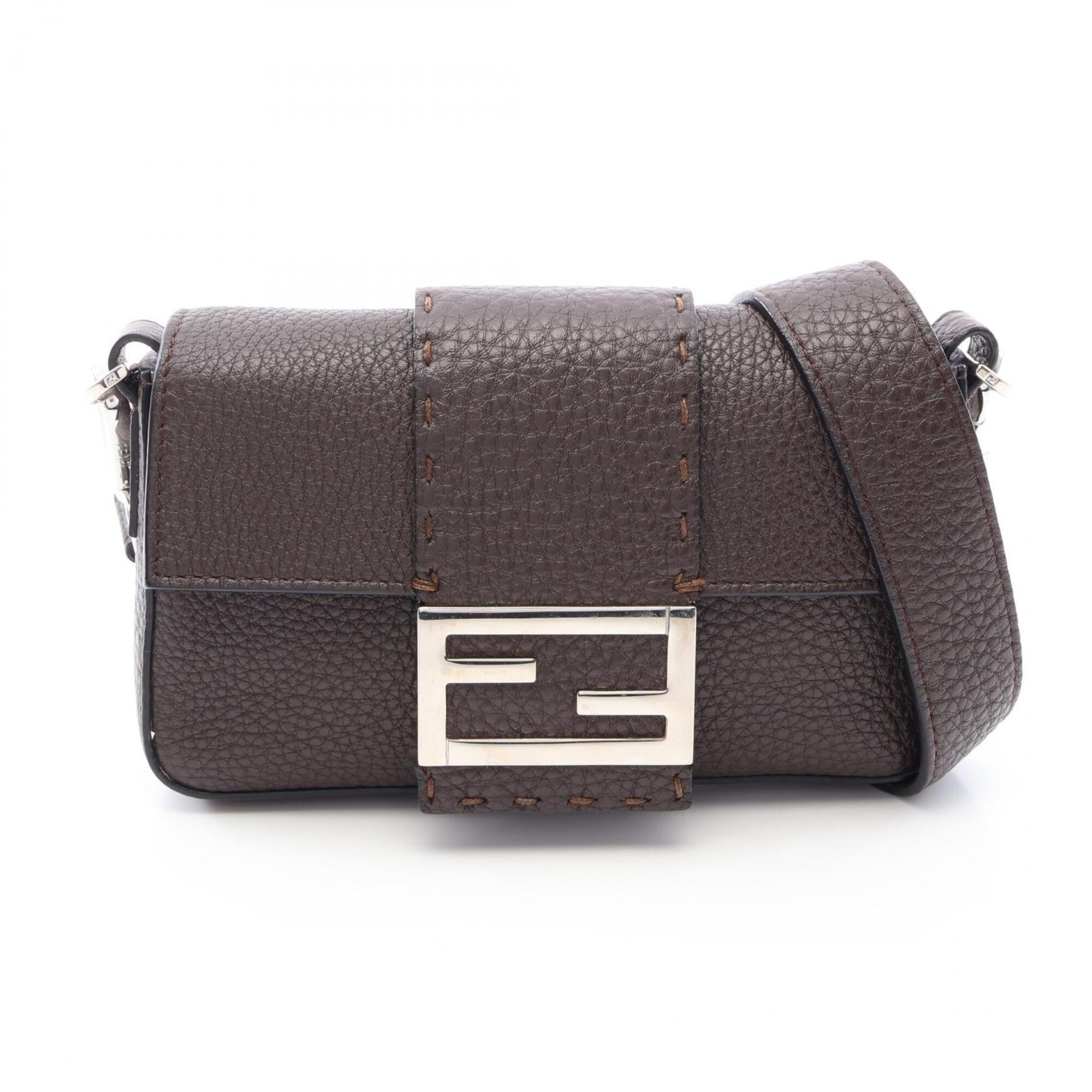 Fendi Brown Leather Handbag Shoulder Bag (Pre-Owned)