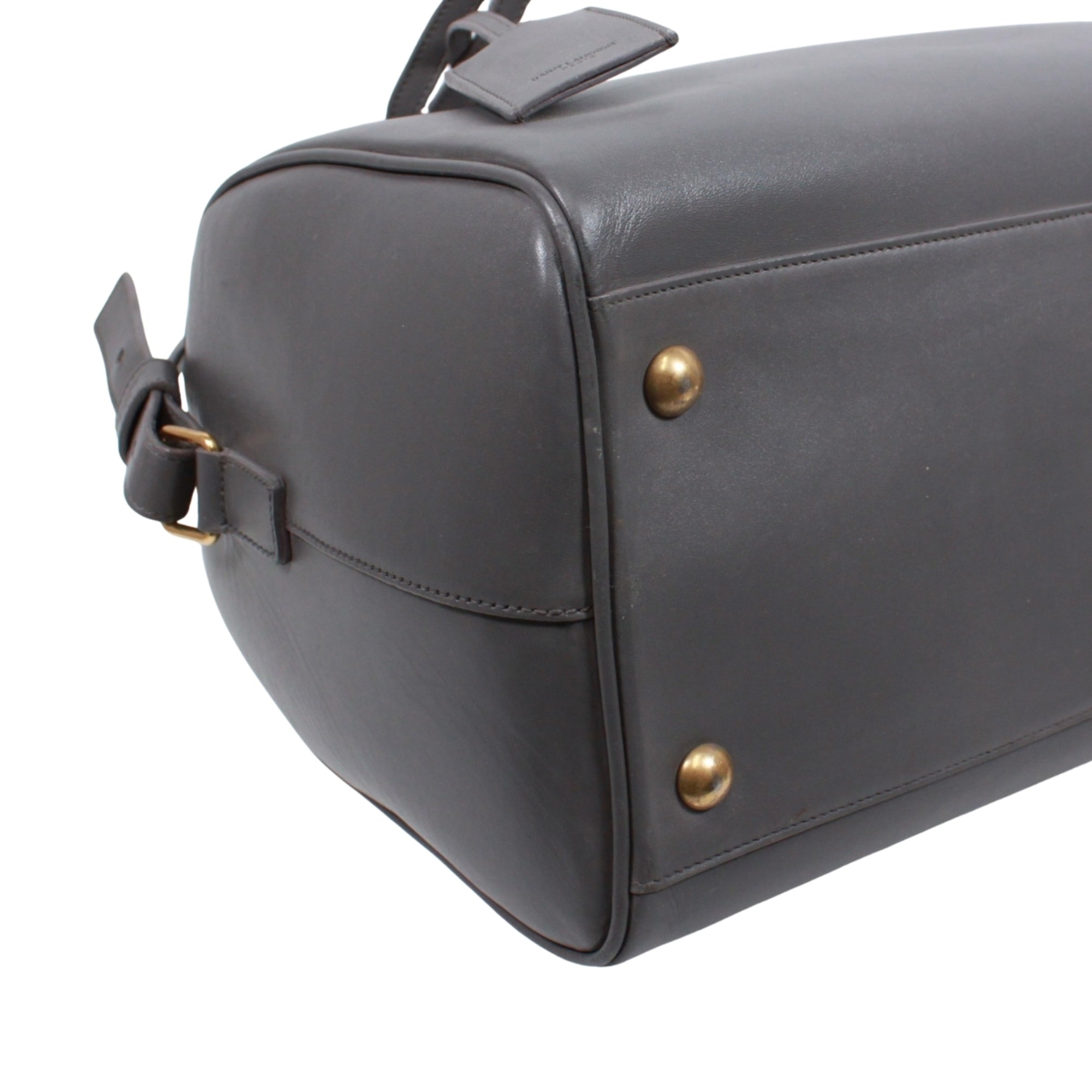 Saint Laurent Gray Leather Boston Bag Handbag (Pre-Owned)