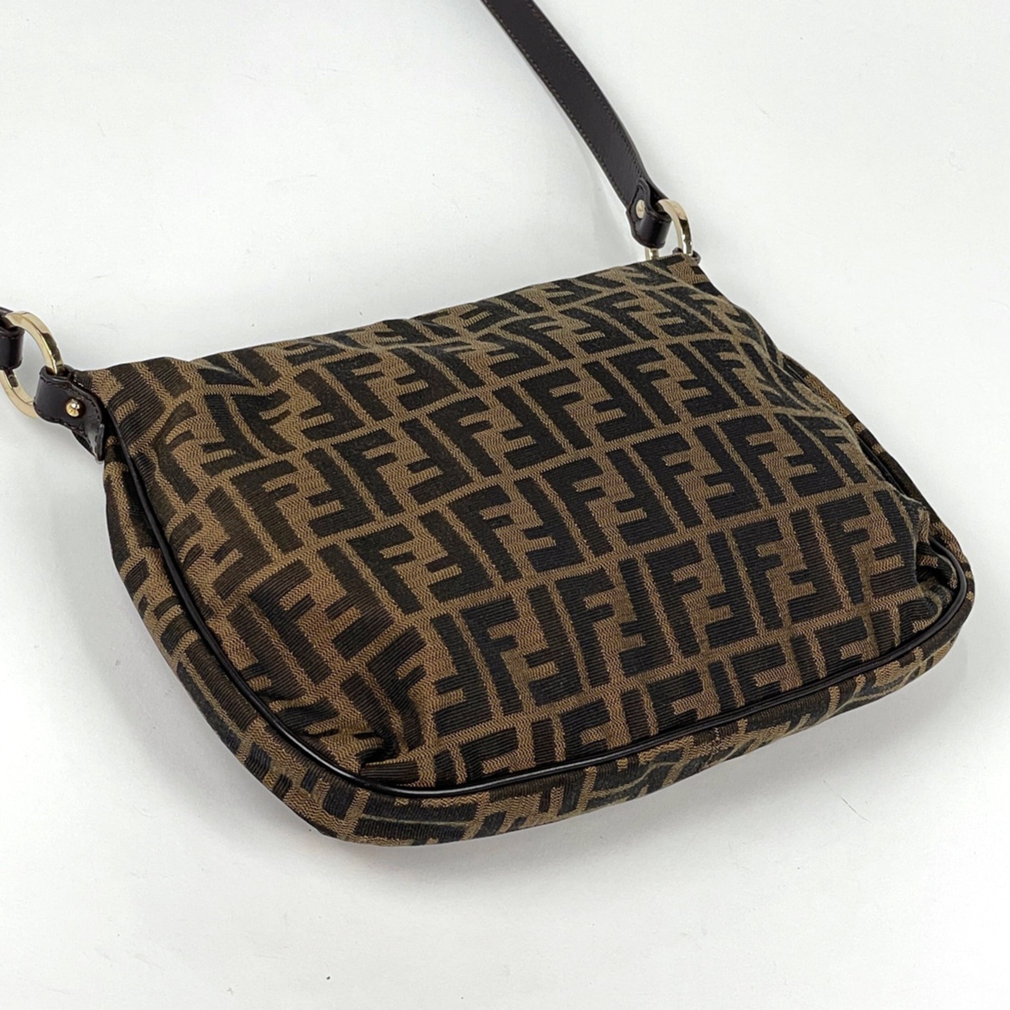 Fendi Brown Canvas Leather Shoulder Bag (Pre-Owned)