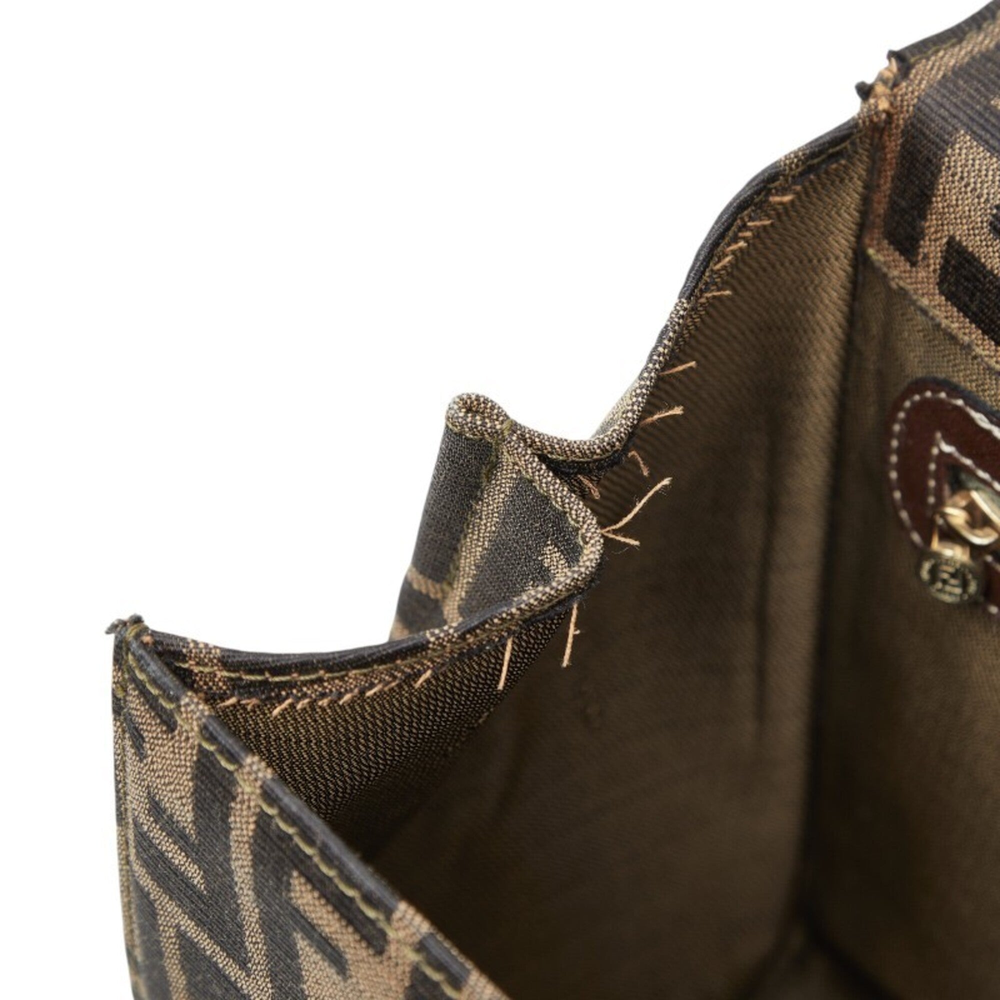 Fendi Brown Canvas Leather Handbag Shoulder Bag (Pre-Owned)