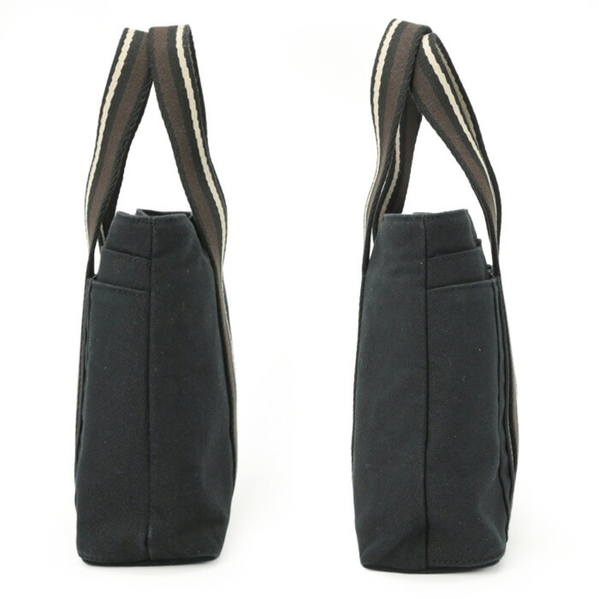 Hermes Black Brown Canvas Handbag (Pre-Owned)