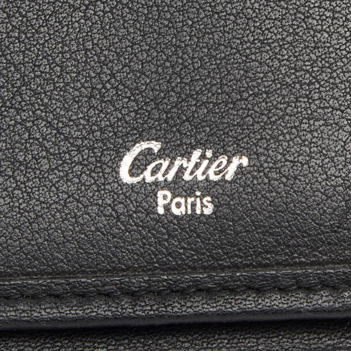 Cartier Black Leather Long Wallet (Tri-Fold) (Pre-Owned)