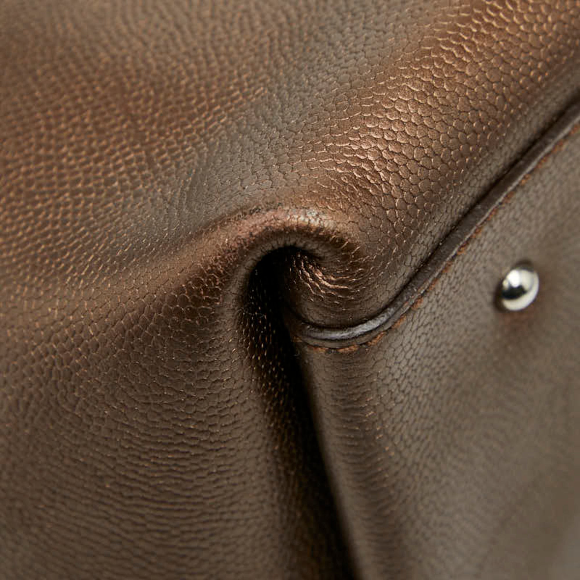 Salvatore Ferragamo Bronze Brown Leather Shoulder Bag Tote Bag (Pre-Owned)