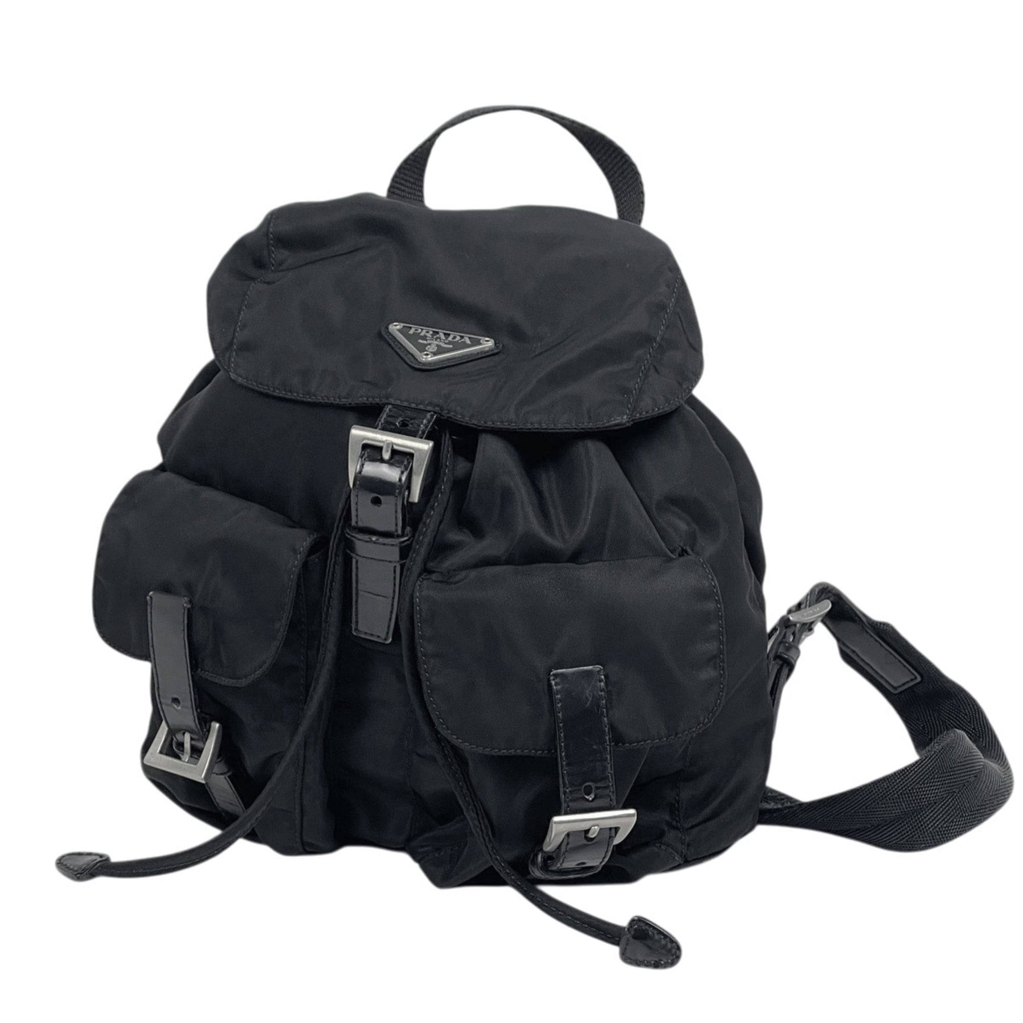 Prada Black Nylon Leather Backpack (Pre-Owned)