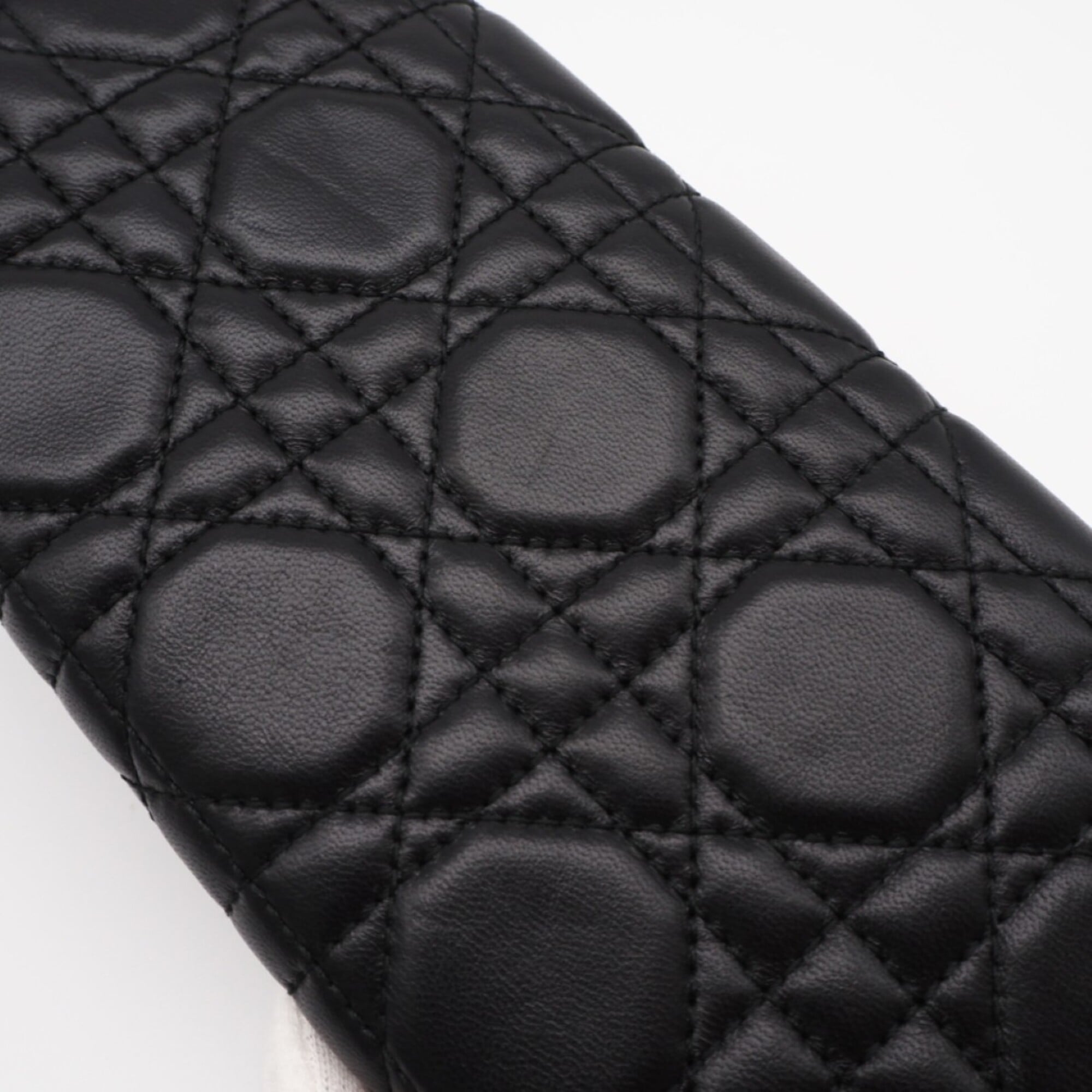 Christian Dior Black Leather Chain/Shoulder Wallet (Pre-Owned)