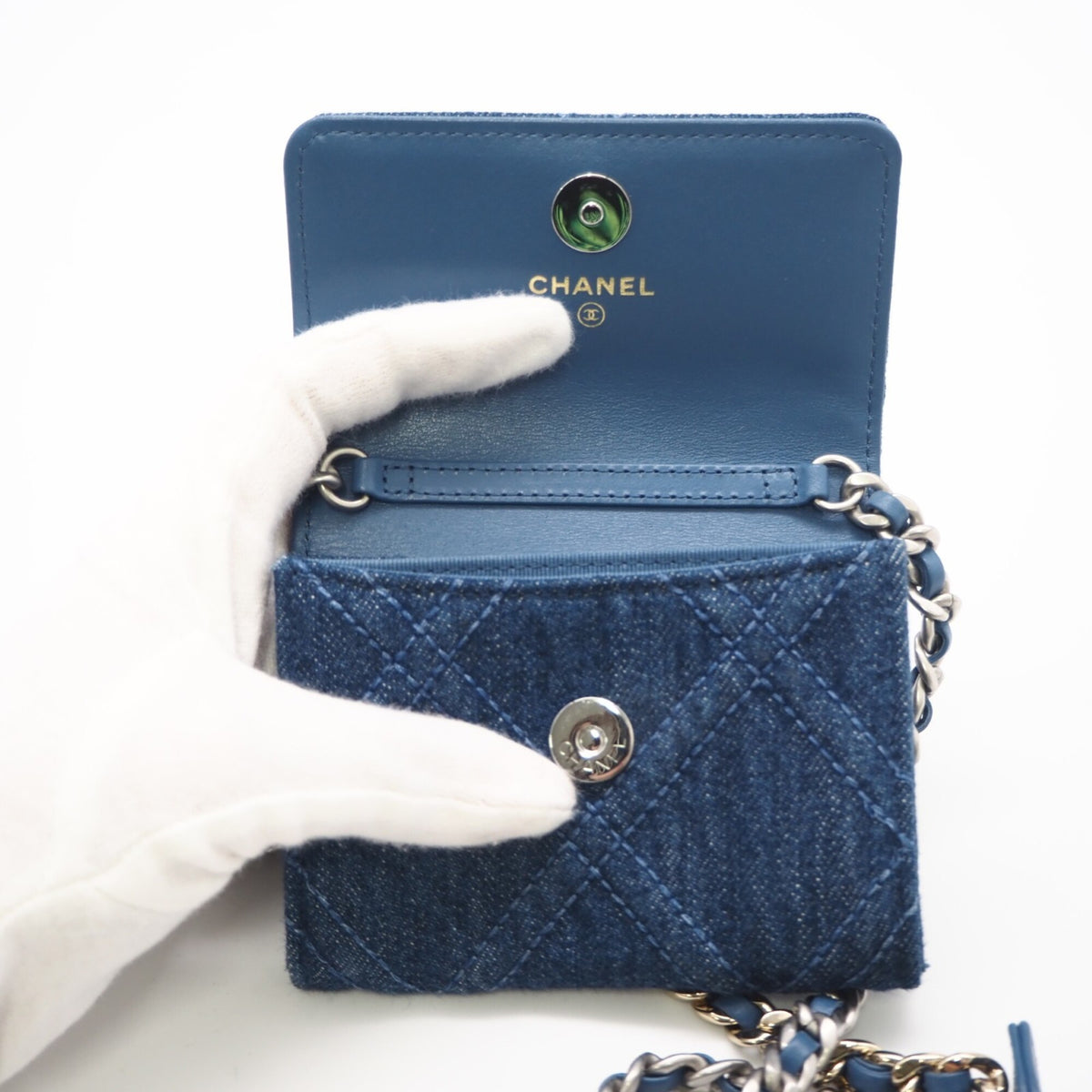 Chanel Denim Blue Denim Leather Shoulder Bag (Pre-Owned)