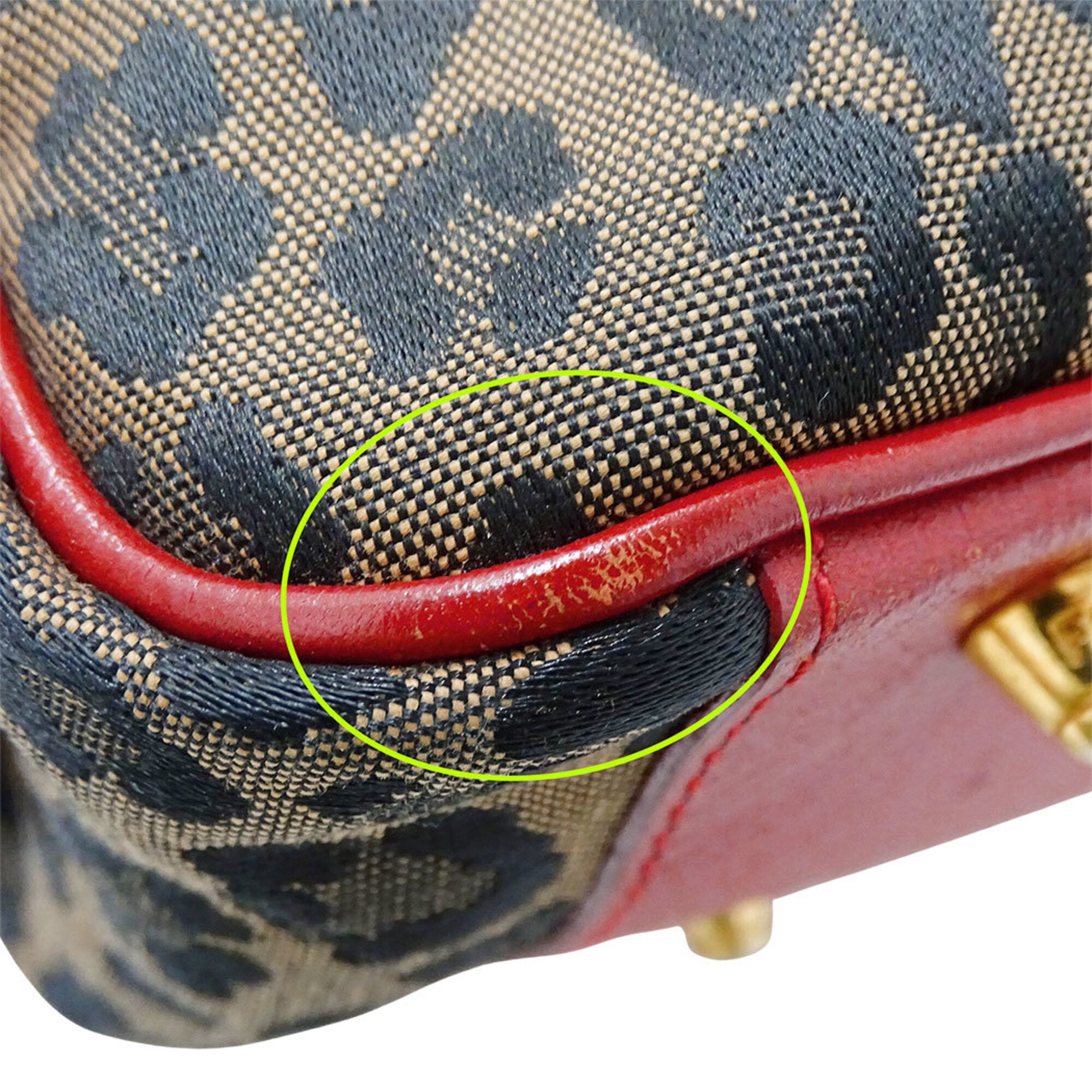 Fendi Red Brown Canvas Leather Handbag Shoulder Bag (Pre-Owned)
