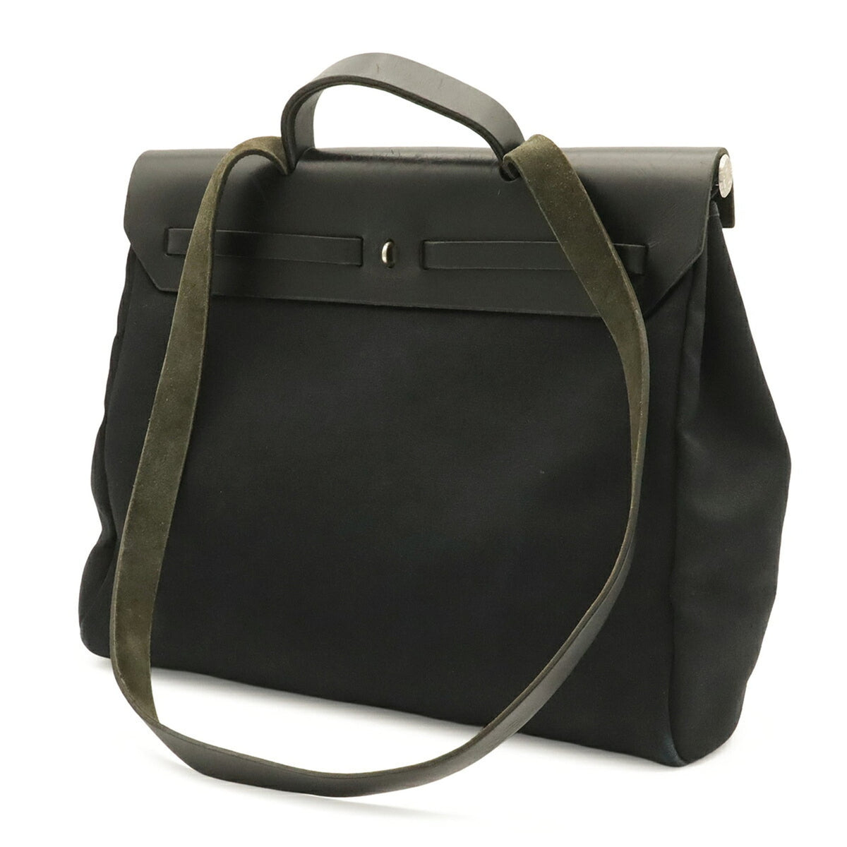Hermes Black Toile Officier Handbag Shoulder Bag (Pre-Owned)