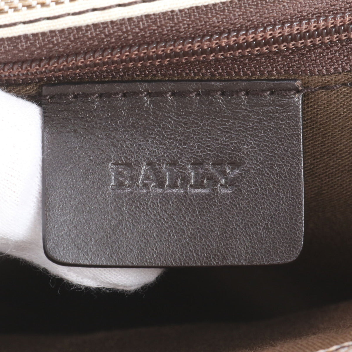 Bally Grayish Leather Canvas Handbag Shoulder Bag Tote Bag (Pre-Owned)