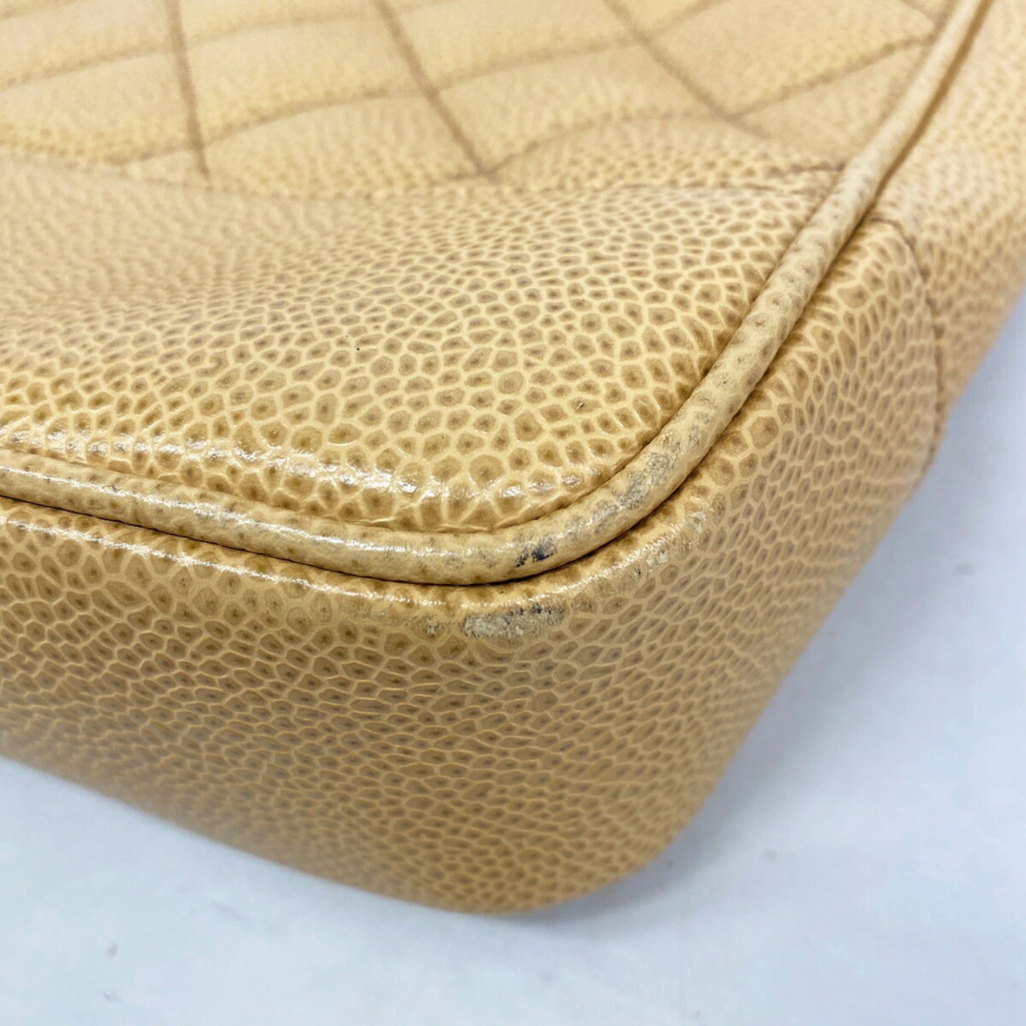 Chanel Beige Grained Calfskin Shoulder Bag (Pre-Owned)