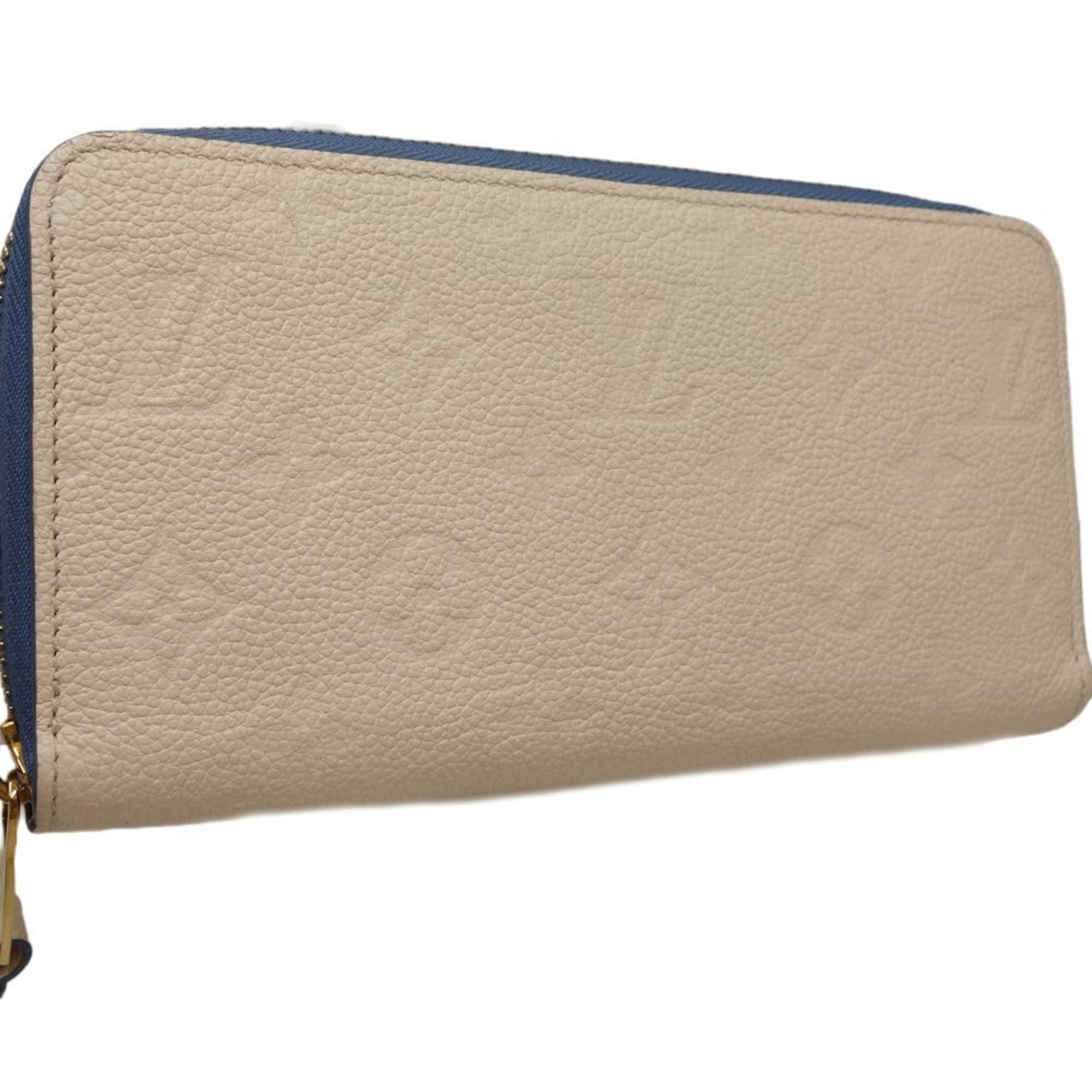 Louis Vuitton Blue Jean Cream Leather Long Wallet (Bi-Fold) (Pre-Owned)
