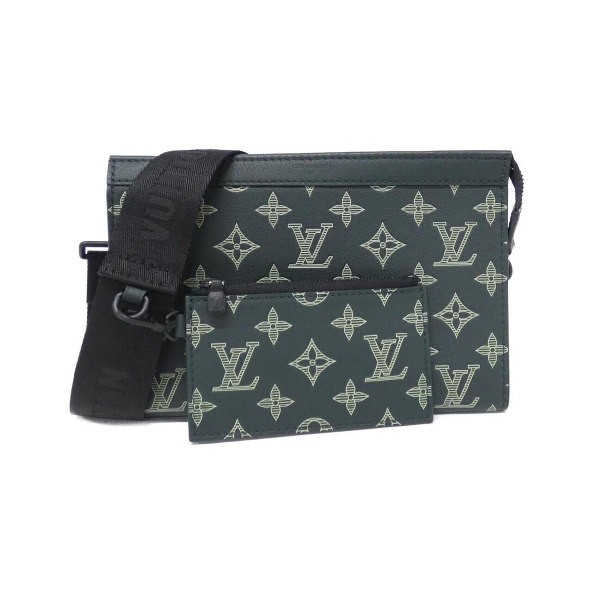 Louis Vuitton Green Leather Pouch Shoulder Bag (Pre-Owned)