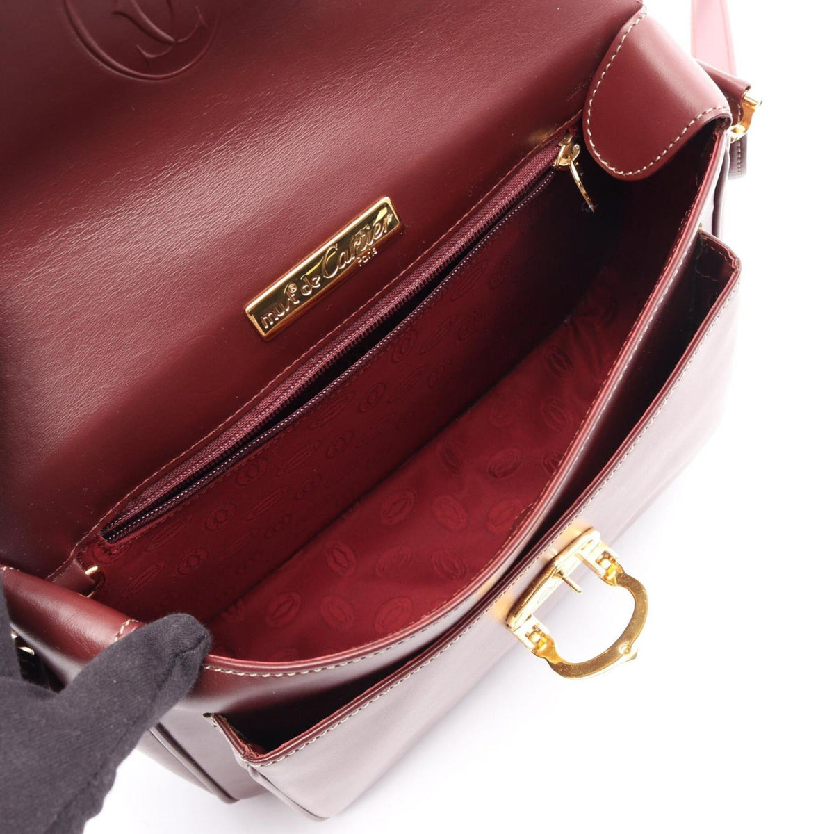 Cartier Bordeaux Leather Shoulder Bag (Pre-Owned)