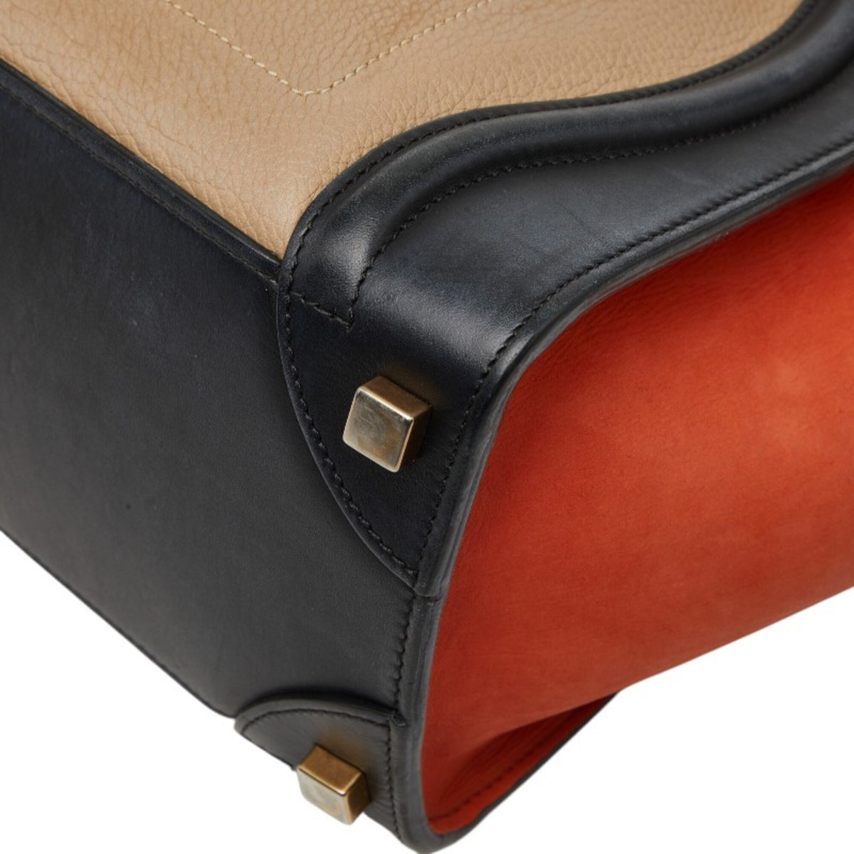 Celine Beige Black Orange Leather Handbag Tote Bag (Pre-Owned)