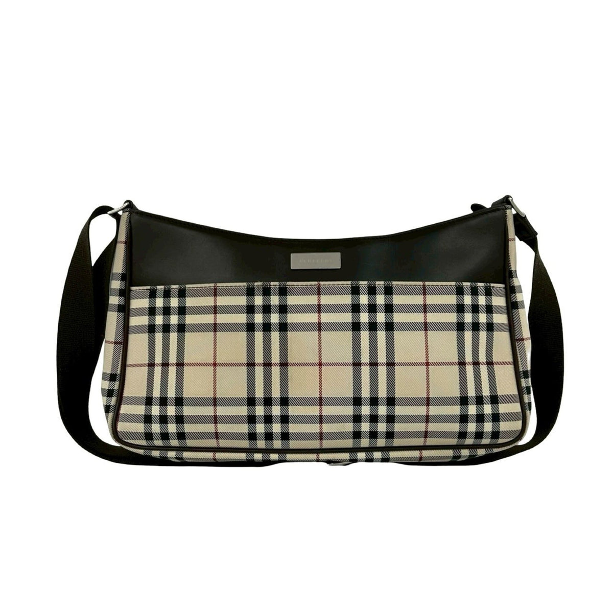 Burberry Beige Brown Canvas Leather Shoulder Bag (Pre-Owned)