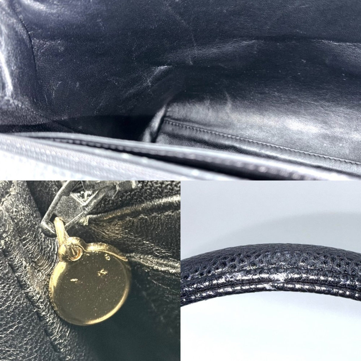 Chanel Black Grained Calfskin Handbag (Pre-Owned)