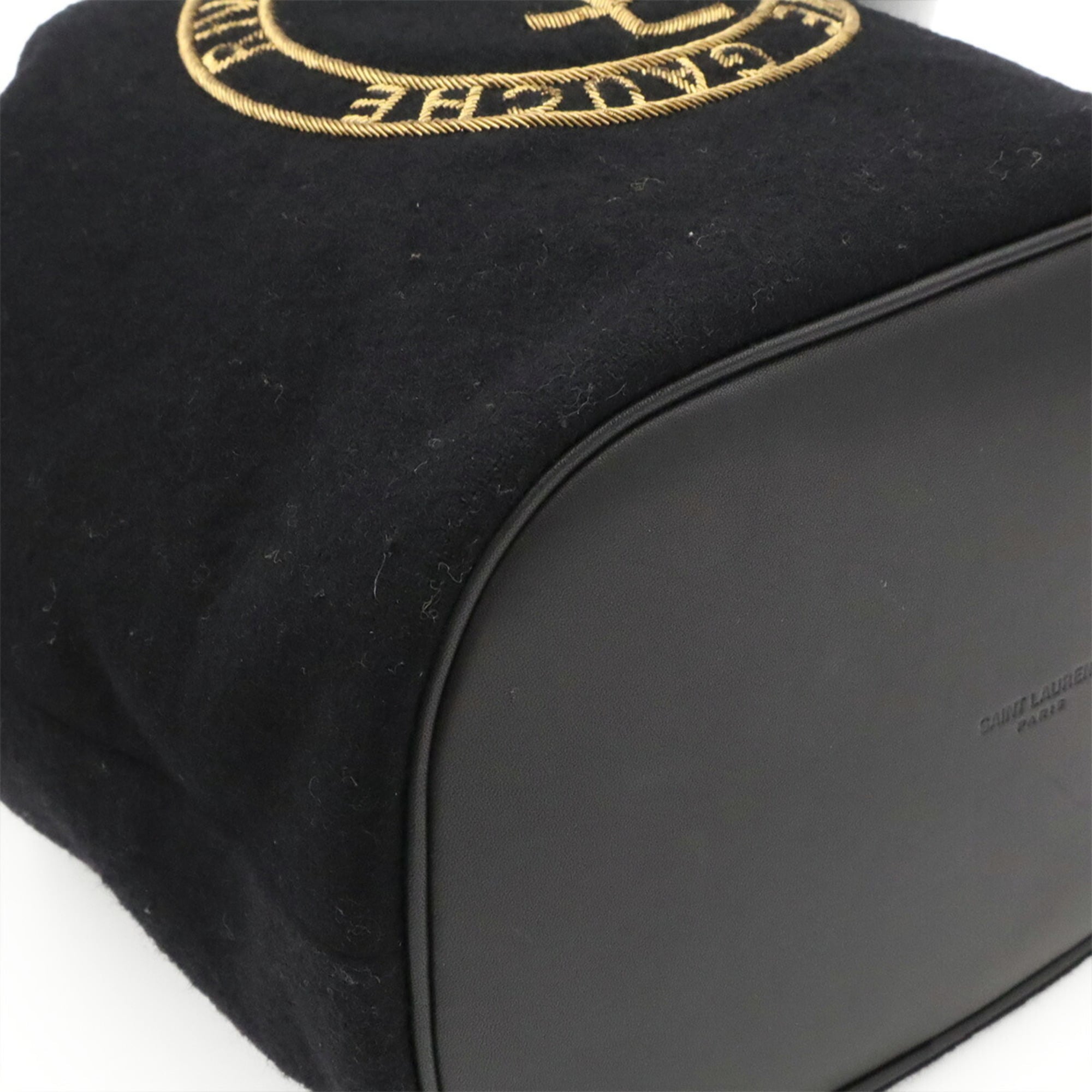 Yves Saint Laurent Black Felt Leather Shoulder Bag (Pre-Owned)