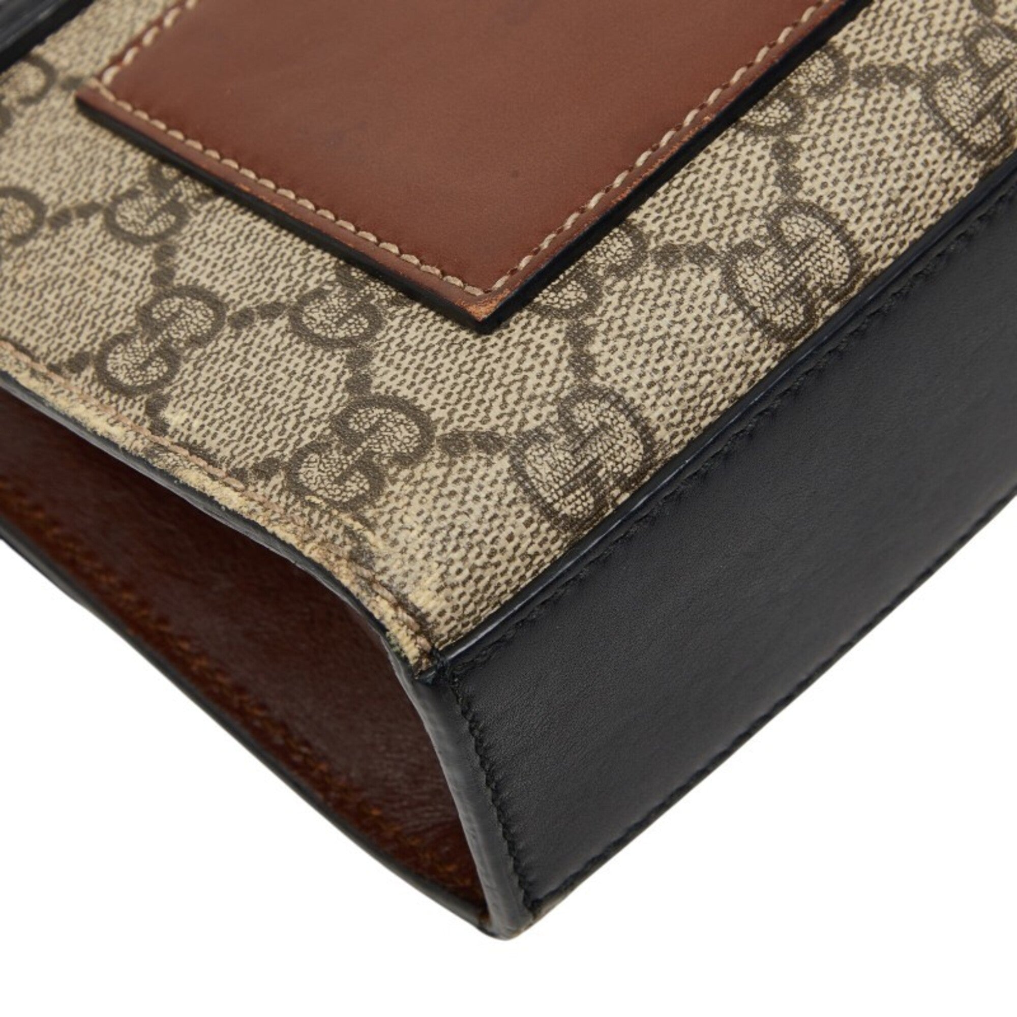 Gucci Black Brown Leather Shoulder Bag (Pre-Owned)