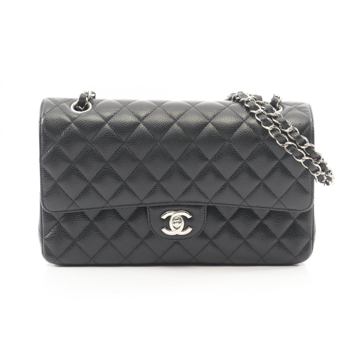 Chanel Black Grained Calfskin Handbag Shoulder Bag (Pre-Owned)