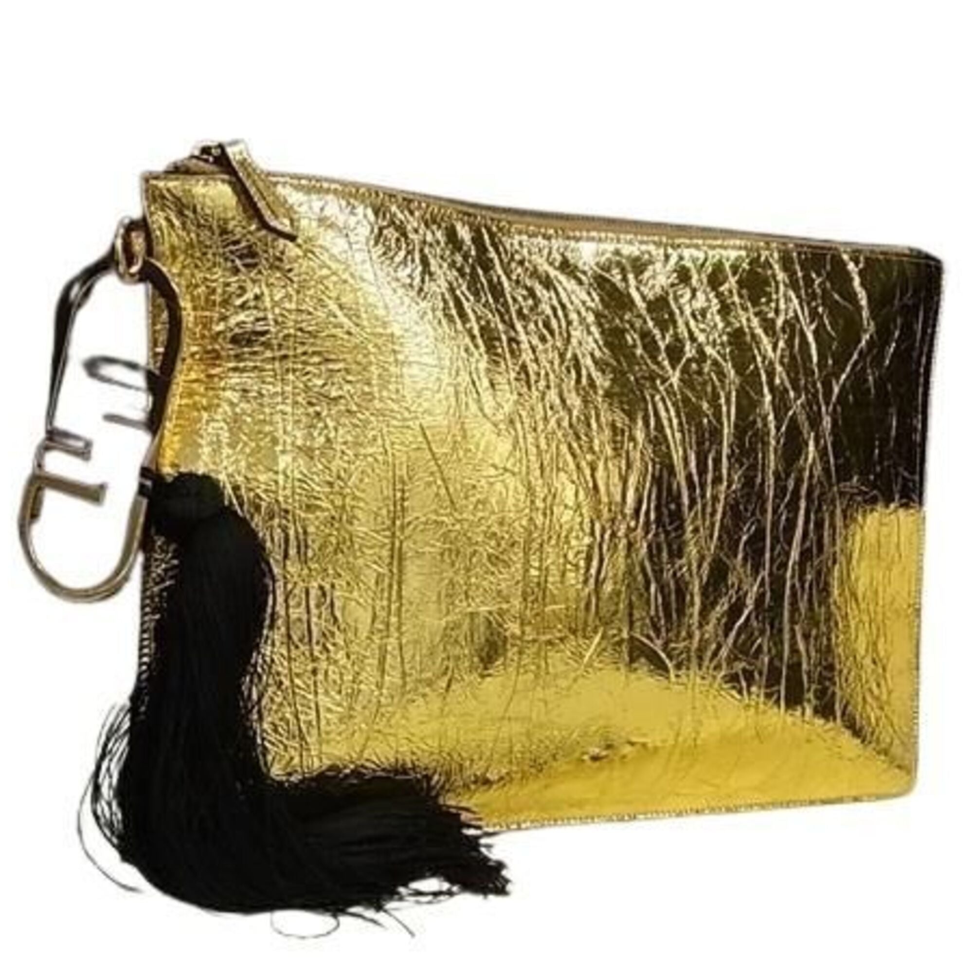 Fendi Gold Leather Clutch Bag (Pre-Owned)