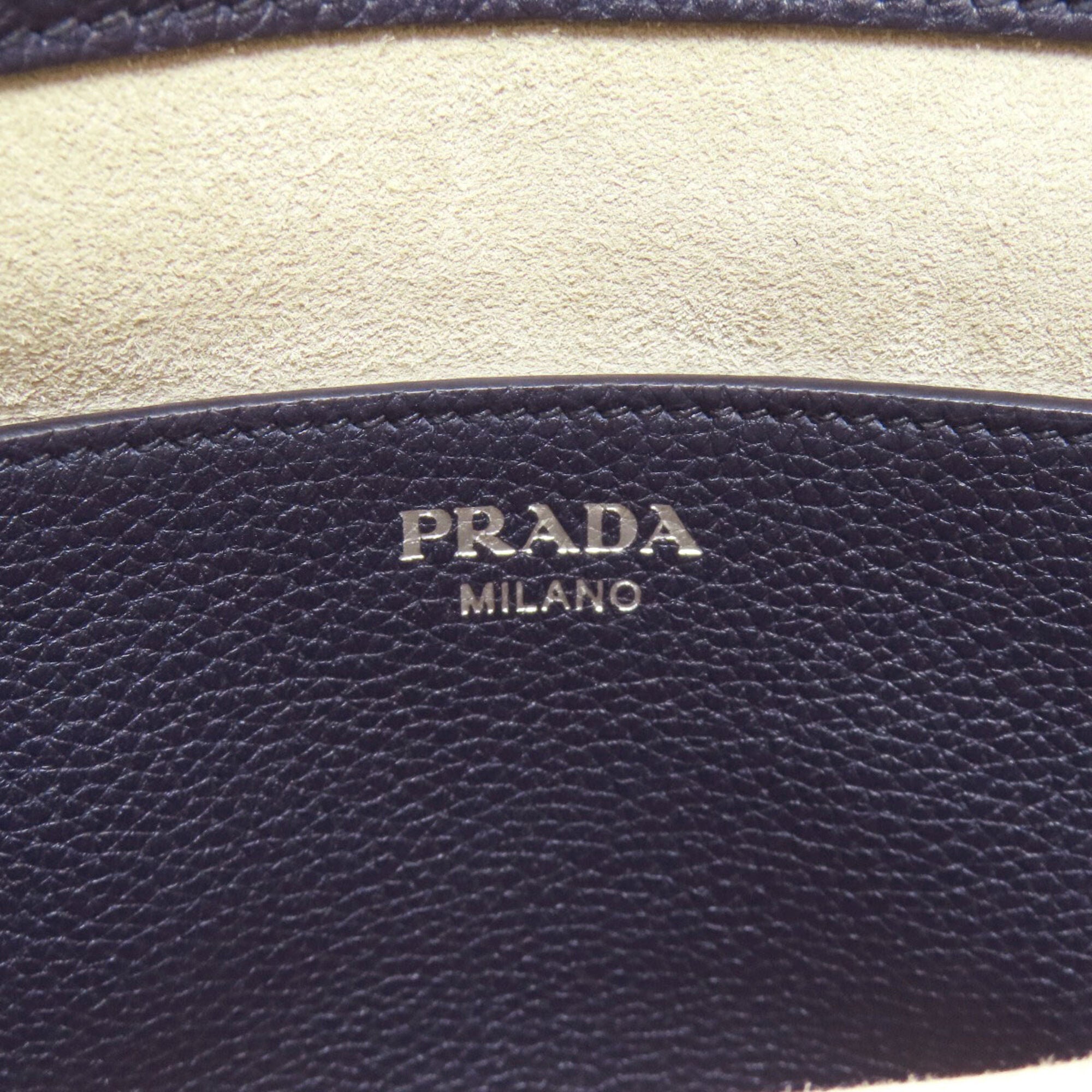 Prada Navy Leather Shoulder Bag (Pre-Owned)