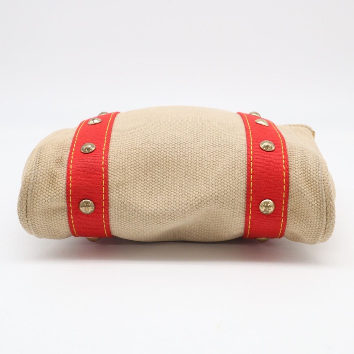 Louis Vuitton Beige Red Color Canvas Handbag (Pre-Owned)