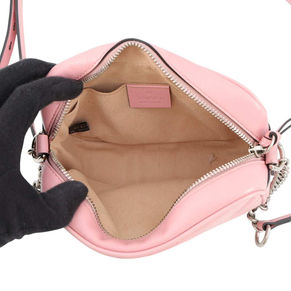Gucci Gg Marmont Pink Leather Shoulder Bag (Pre-Owned)
